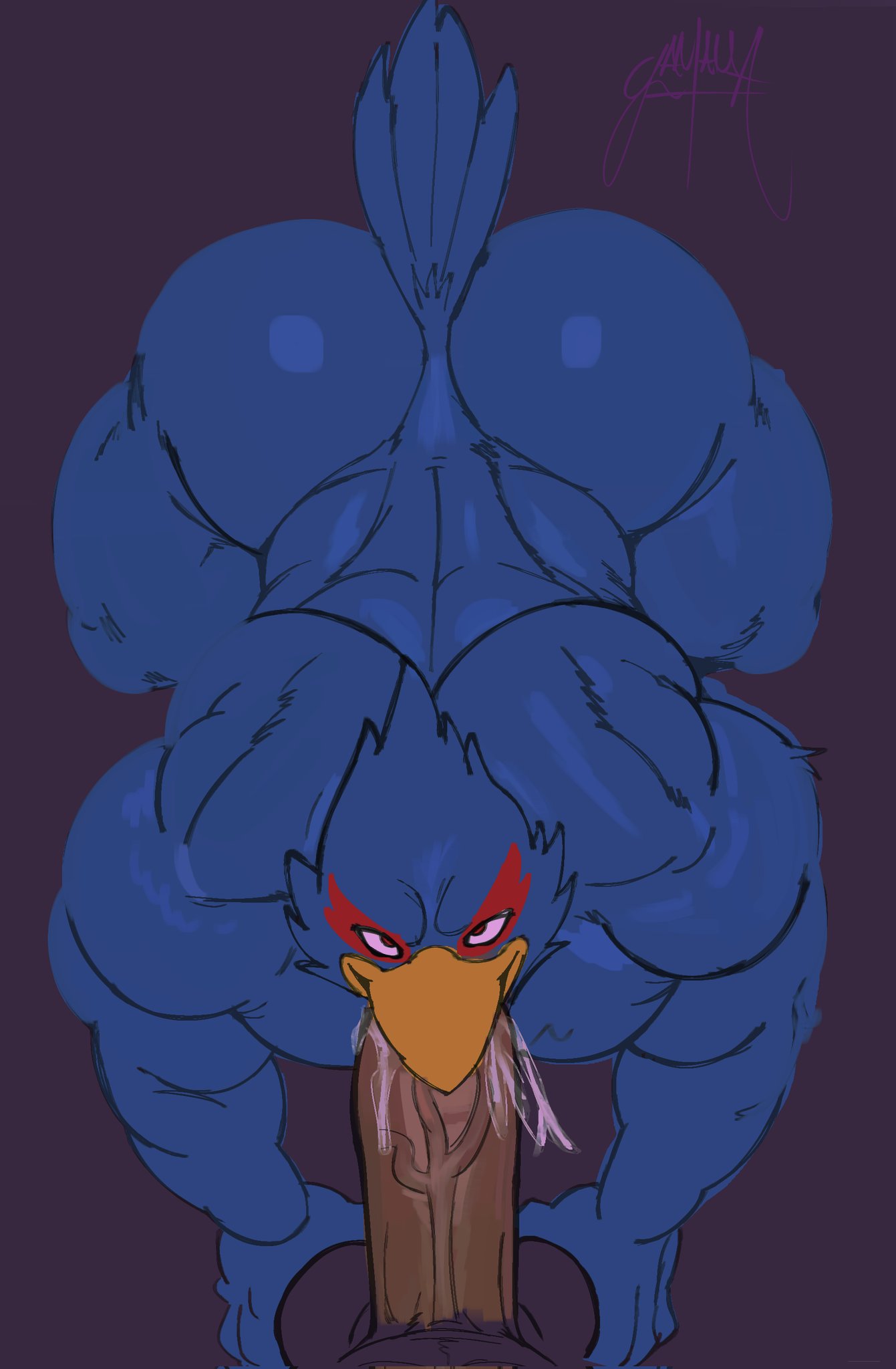 anthro, avian, beak, bird, blowjob, falco lombardi, falcon, freeposers, furry, gay, male, male only, male/male, oral, oral sex, solo focus, star fox, yaoi