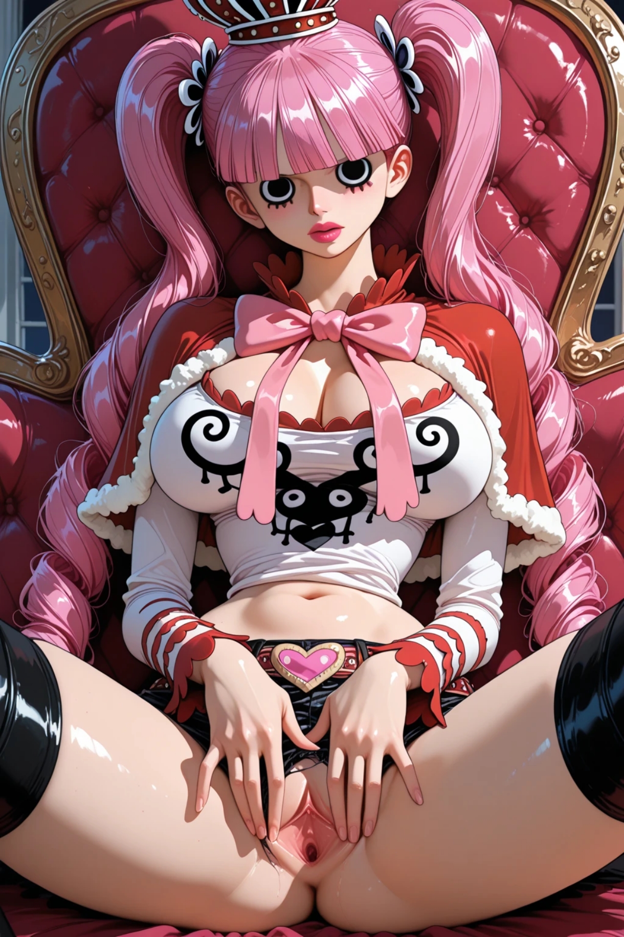 1girls, ai generated, breasts, cute, female, female only, gavver x, nipples, one piece, perona, pussy, spread legs, spread pussy