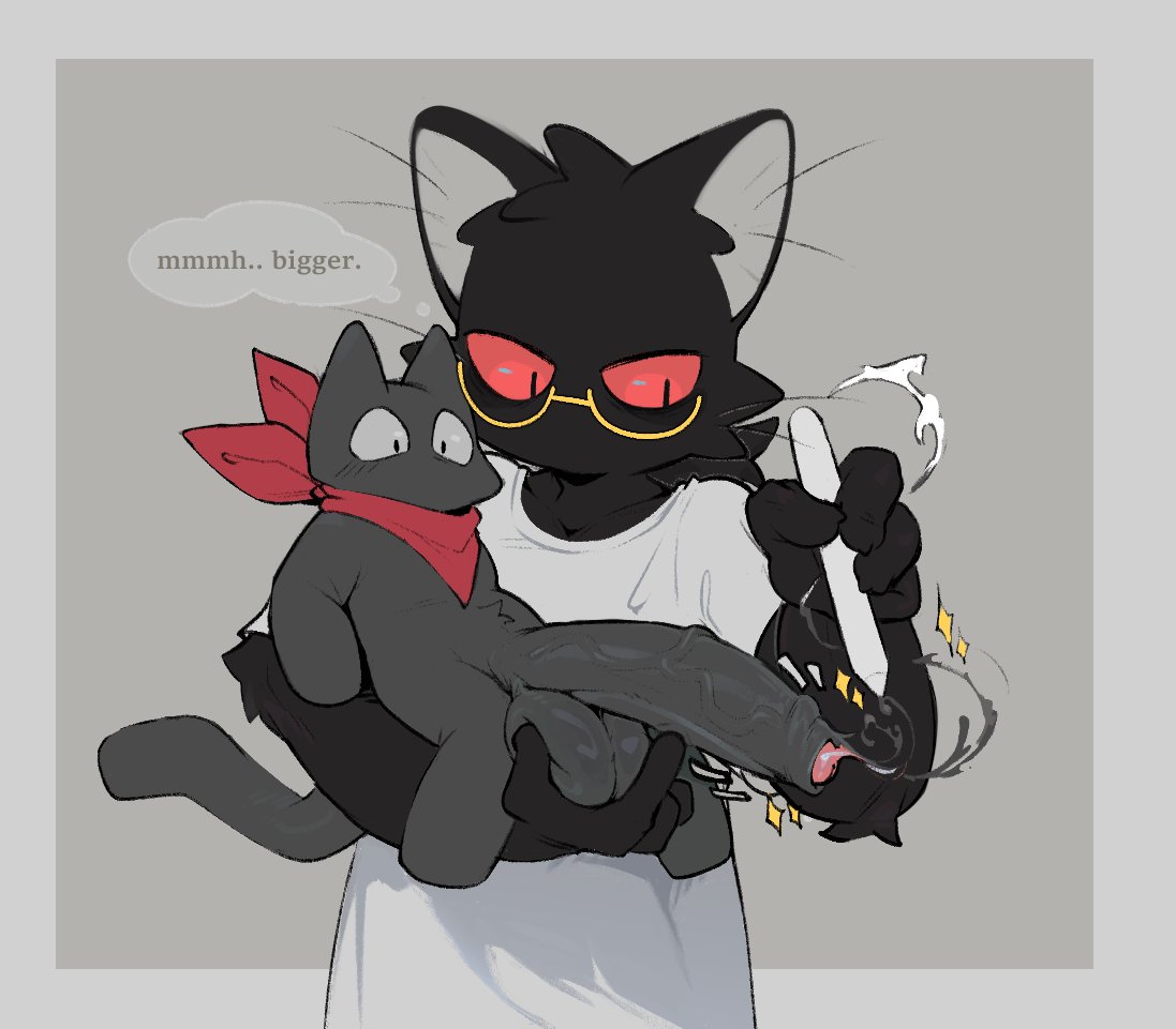 balls, cat ears, cat tail, drawing, gay, huge balls, huge cock, leaking cum, male, male only, penis, pochiiwa, sakamoto (nichijou)