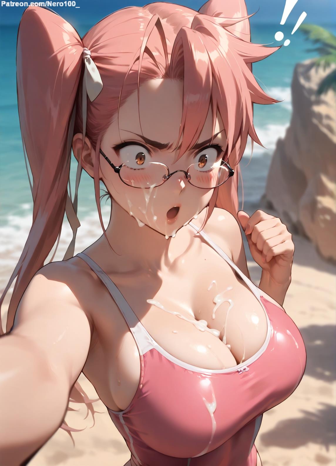 1girls 2d ai_generated ass ass athletic athletic_female bare_shoulders beach belly big_breasts chest cleavage cum cum_on_body cum_on_breasts curvy curvy_figure cute cute_face detailed eyelashes eyeshadow female female_only fit fit_female focus from_above glasses high-angle_view high_quality highschool_of_the_dead hips huge_breasts large_breasts legs light-skinned_female light_skin lips lipstick looking_at_viewer makeup mascara midriff navel nero100 one-piece_swimsuit orange_eyes outdoors pale-skinned_female pale_skin pink_hair posing sagging_breasts saya_takagi seductive seductive_look selfie shocked shocked_expression stable_diffusion surprise surprised swimsuit swimwear tagme thick_thighs thighs twintails wide_hips yellow_eyes