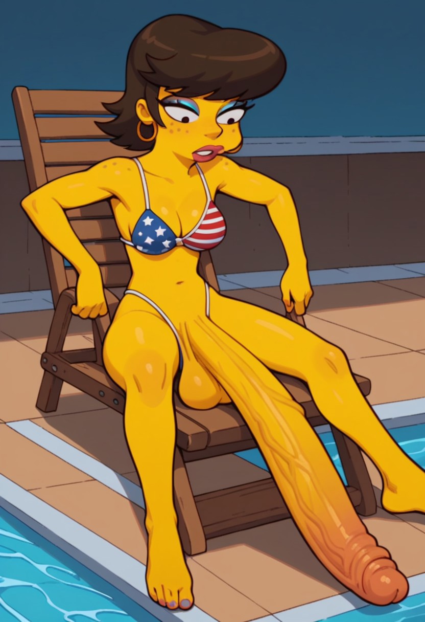 1futa 20th_century_fox 20th_century_studios ai_generated breasts civitai flag_bikini futa_only futanari jossyless_(ai) long_penis shauna_chalmers solo_futa the_simpsons very_long_penis yellow_skin