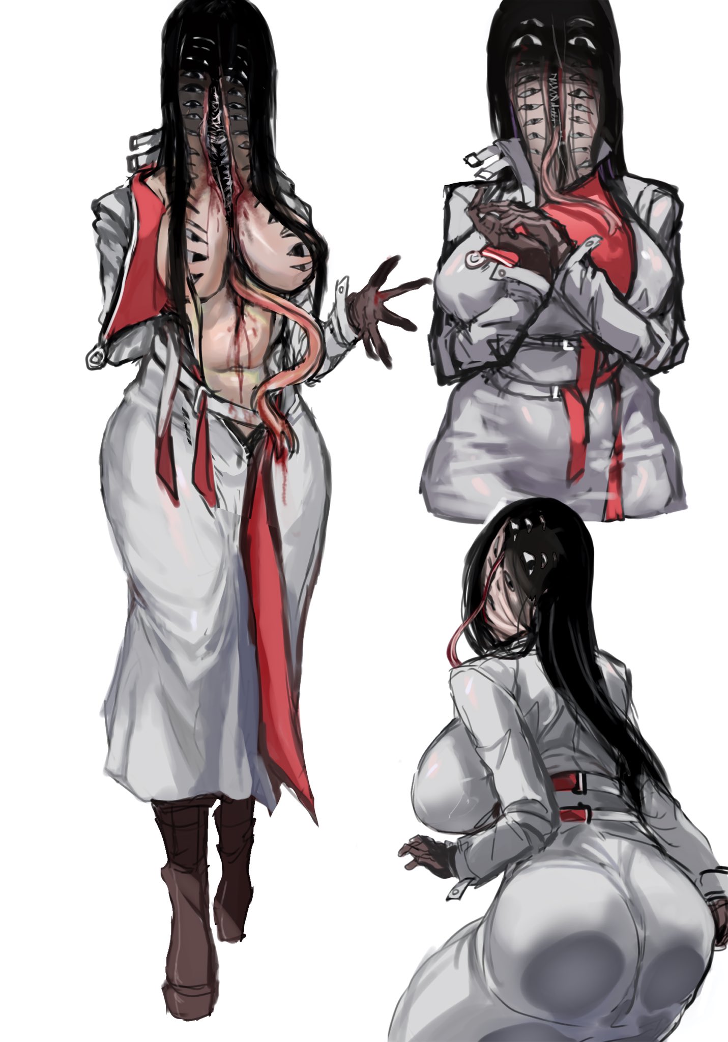 1girls, ass, big ass, big breasts, breasts, eldritch horror, entity, female, how to date an entity (and stay alive), huge ass, huge breasts, looking at viewer, looking back, monster, monster girl, mrs (how to date an entity (and stay alive), nightmare waifu, original, sfour