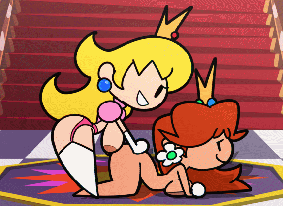 2girls animated big_ass blonde_hair blue_earrings castle chibi_style crown earrings edited_gif erotic_chibi female_on_female flower_earrings light-skinned_female long_socks mario_(series) nintendo no_futa orange_hair pink_lingerie pink_top pleasure_face princess princess_daisy princess_peach royalty sachasketchy small_breasts stickman_style super_mario_bros. tanned_female terminalmontage tribadism tribadism_from_behind white_gauntlet white_socks yuri