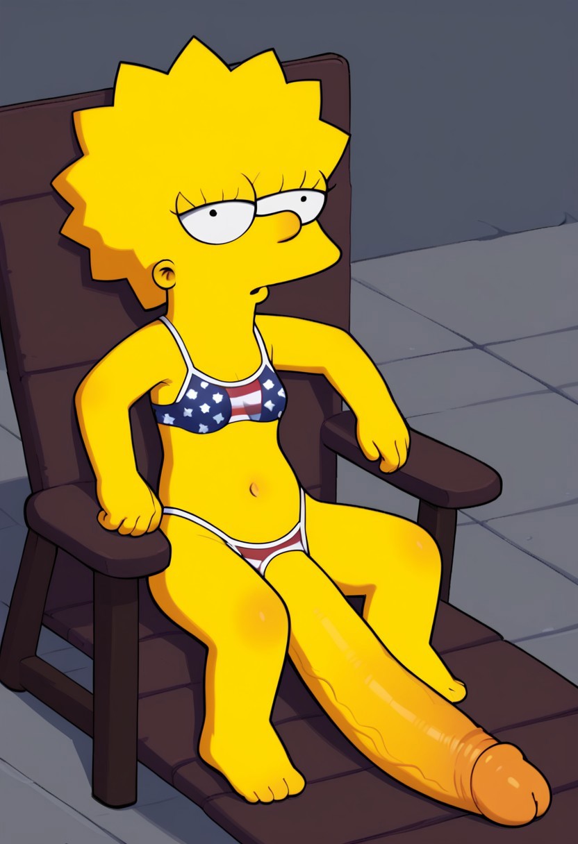 1futa ai_generated breasts civitai flag_bikini futa_only futanari jossyless_(ai) lisa_simpson long_penis solo_futa the_simpsons very_long_penis yellow_skin