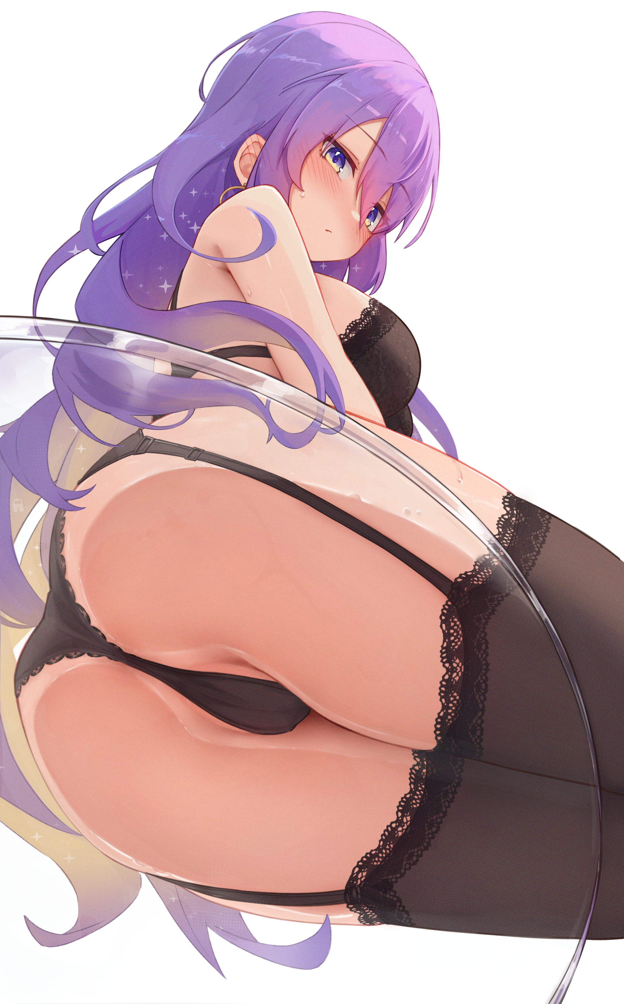 1girls, against glass, against surface, ass, bitch, bra, breasts, female, hololive, hololive indonesia, hololive indonesia area 15, large breasts, lingerie, long hair, moona hoshinova, panties, shironekokfp, viewed from below, virtual youtuber