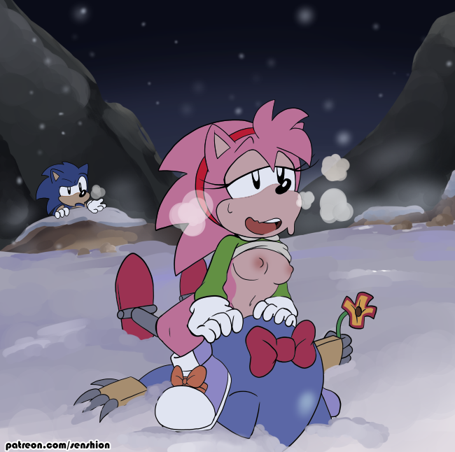 2boys amy_rose angel_island anthro blue_fur blue_hair breasts classic_amy_rose classic_sonic clothing cuckold exposed_torso facesitting female flower footwear gloves hair handwear hedgehog male mammal metal_sonic mostly_nude nipples panting pink_fur pink_hair robot sega senshion shoes snow sonic_(series) sonic_cd sonic_mania sonic_the_hedgehog sonic_the_hedgehog_(series) steam video_games