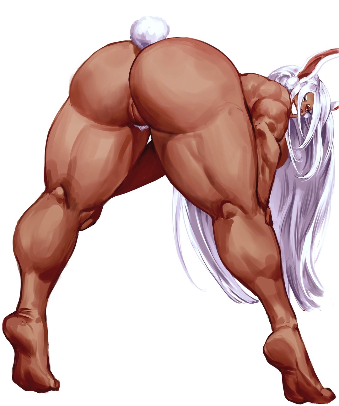 1girls, athletic, athletic female, bent over, big ass, breedable hips, bunny ears, bunny tail, dark-skinned female, dat ass, mesmerizing ass, miruko, muscular female, my hero academia, rumi usagiyama, virgoart1509