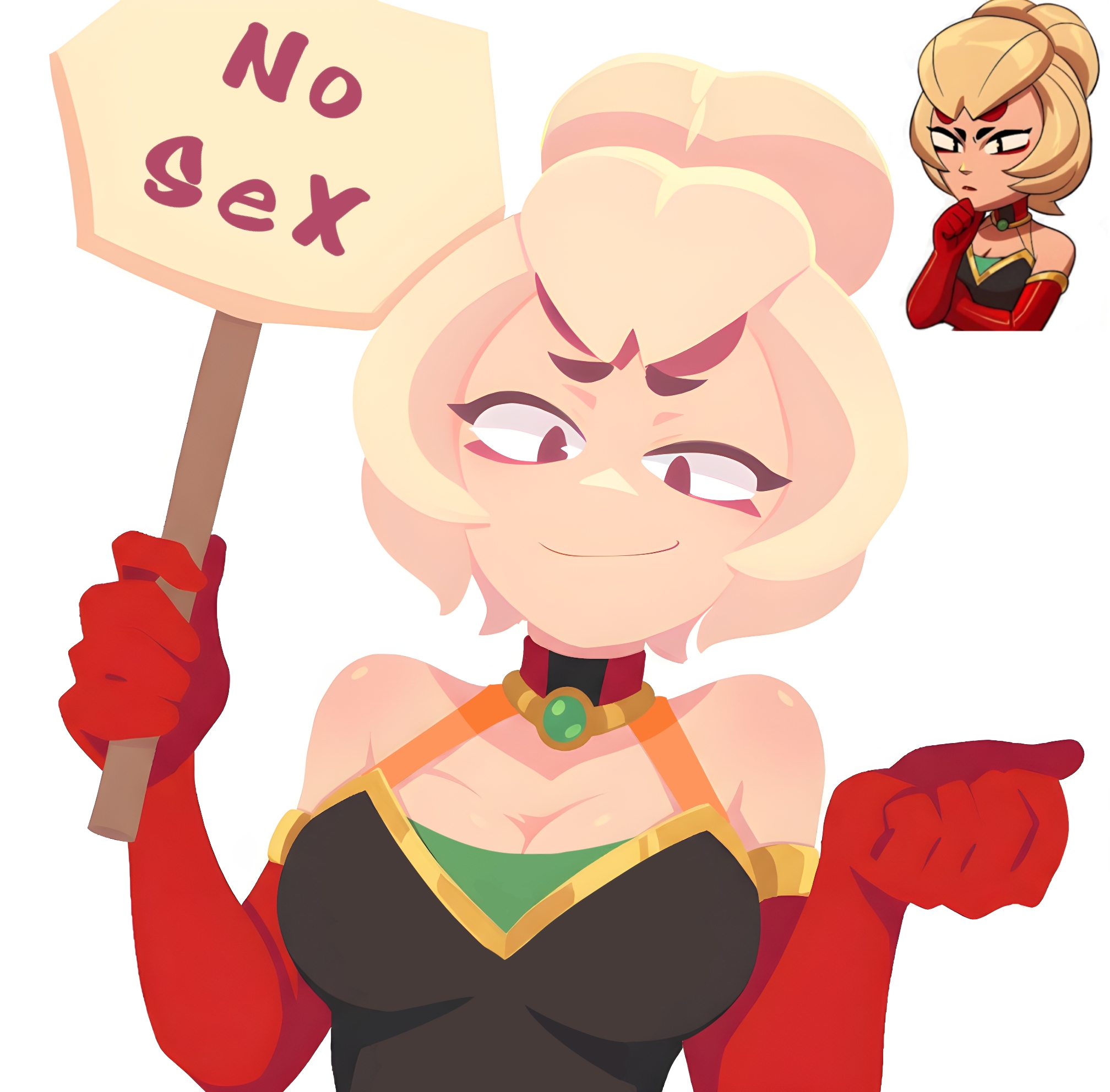 ai generated, bare shoulders, big breasts, blonde hair, bodysuit, brawl stars, cape, charlie (brawl stars), closed mouth, clothes, gloves, hairbun, holding, huge breasts, insecure, large breasts, looking at viewer, nipples, outfit, raccoon, shy, simple background, smile, spider, submissive, supercell, text, texto, upper body, white, win, winner