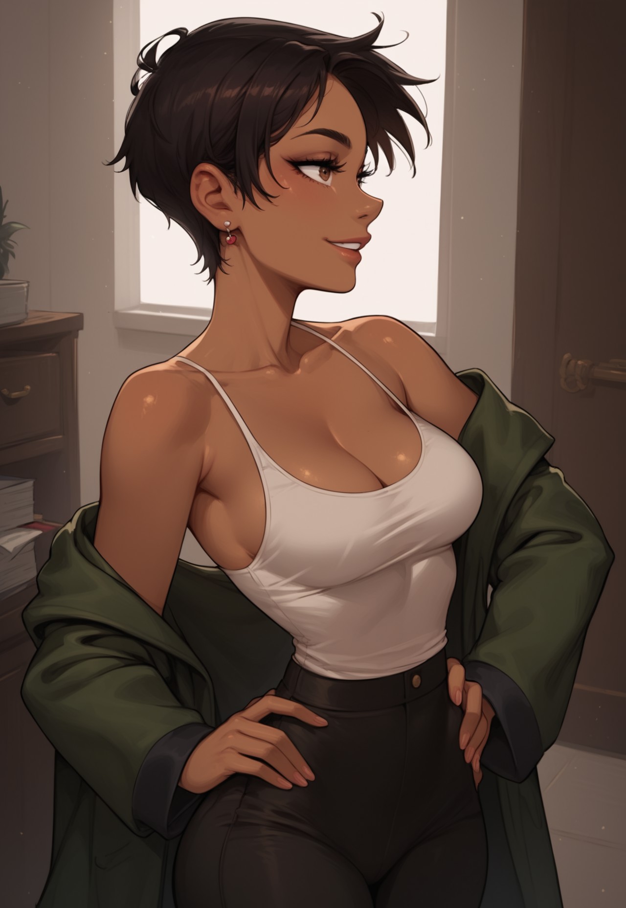 1boy, 1futa, 1futanari, 1girl1boy, 1girls, 1male, ai generated, big breasts, big butt, big hips, big penis, big thighs, breasts, brown eyes, cleavage, clothing, cock, cum, curvy, curvy body, curvy female, curvy figure, curvy hips, dark skin, dark skinned female, dark-skinned futa, dick, dickgirl, eyebrows, eyelashes, female, fully naked, fully nude, futa only, futanari, grin, grinning, grinning at viewer, hair, hands-free, huge ass, huge breasts, huge cock, human, humanoid, indoors, legs, lips, lois lane, lois lane (my adventures with superman), long hair, looking at viewer, makeup, medium breasts, naked, naked futanari, narrow waist, narrowed eyes, nose, nude, nude futa, nude futanari, pants, penetration, penis, pussy, pussy juice, seducing, seductive, seductive eyes, seductive gaze, seductive look, seductive mouth, seductive pose, seductive smile, sex, sexy, sexy armpits, sexy body, sexy female, sexy pose, shirt, short hair, shoulders, smile, smile at viewer, smiley face, smooth balls, smooth penis, smooth skin, solo, solo dickgirl, solo focus, solo futa, solo futanari, speech bubbles, straight, superman (series), testicles, thick, thick ass, thick legs, thick thighs, thighhighs, thighs, tomboy, vagina, vaginal penetration, velonix, waist