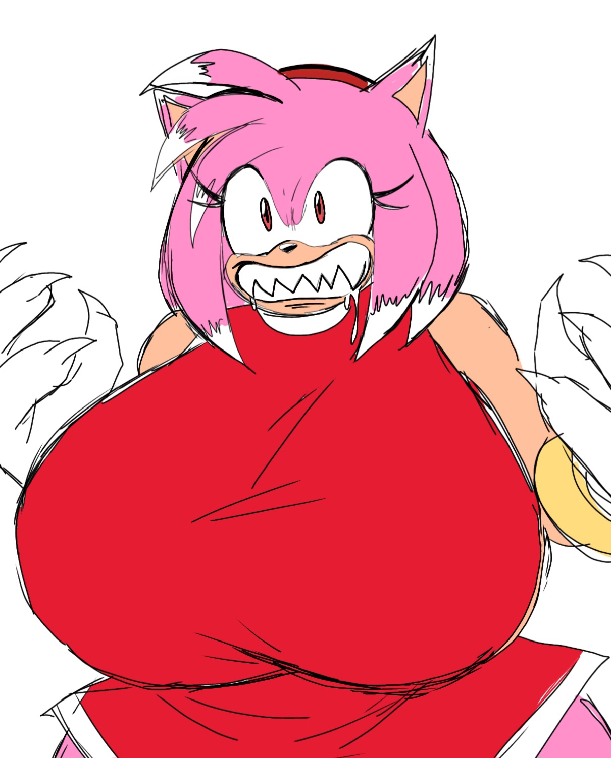 1female, 1girls, amy rose, amy rose the werehog, female, female only, furry female, momiji (artist), sega, simple background, solo, solo female, sonic (series), sonic the hedgehog (series), tagme, twitter, white background