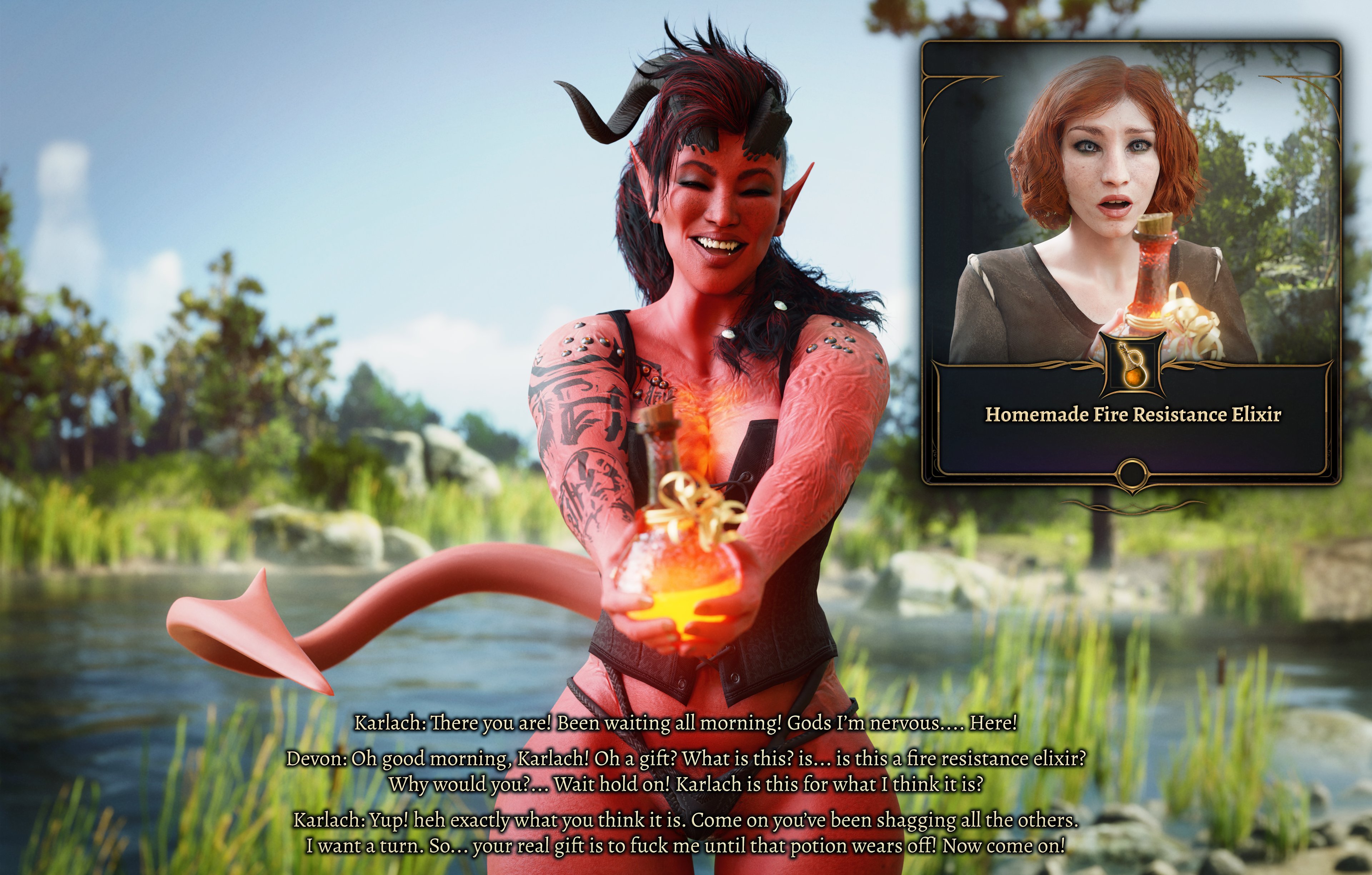 1futa, 1girls, 3d, baldur's gate, baldur's gate 3, big ass, big breasts, big thighs, breasts, chest, curvaceous, curvy, curvy figure, devon (dinoboy555), dickgirl, dickgirl/female, dinoboy555, dungeons and dragons, female, forgotten realms, futa on female, futanari, hips, hourglass figure, huge ass, huge breasts, huge thighs, humanoid, intersex, intersex/female, karlach, large ass, large breasts, large thighs, legs, light-skinned futa, mature, mature female, red body, red skin, red-skinned female, sex, slim waist, thick, thick hips, thick legs, thick thighs, thighs, tiefling, voluptuous, voluptuous female, voluptuous futa, waist, wide hips