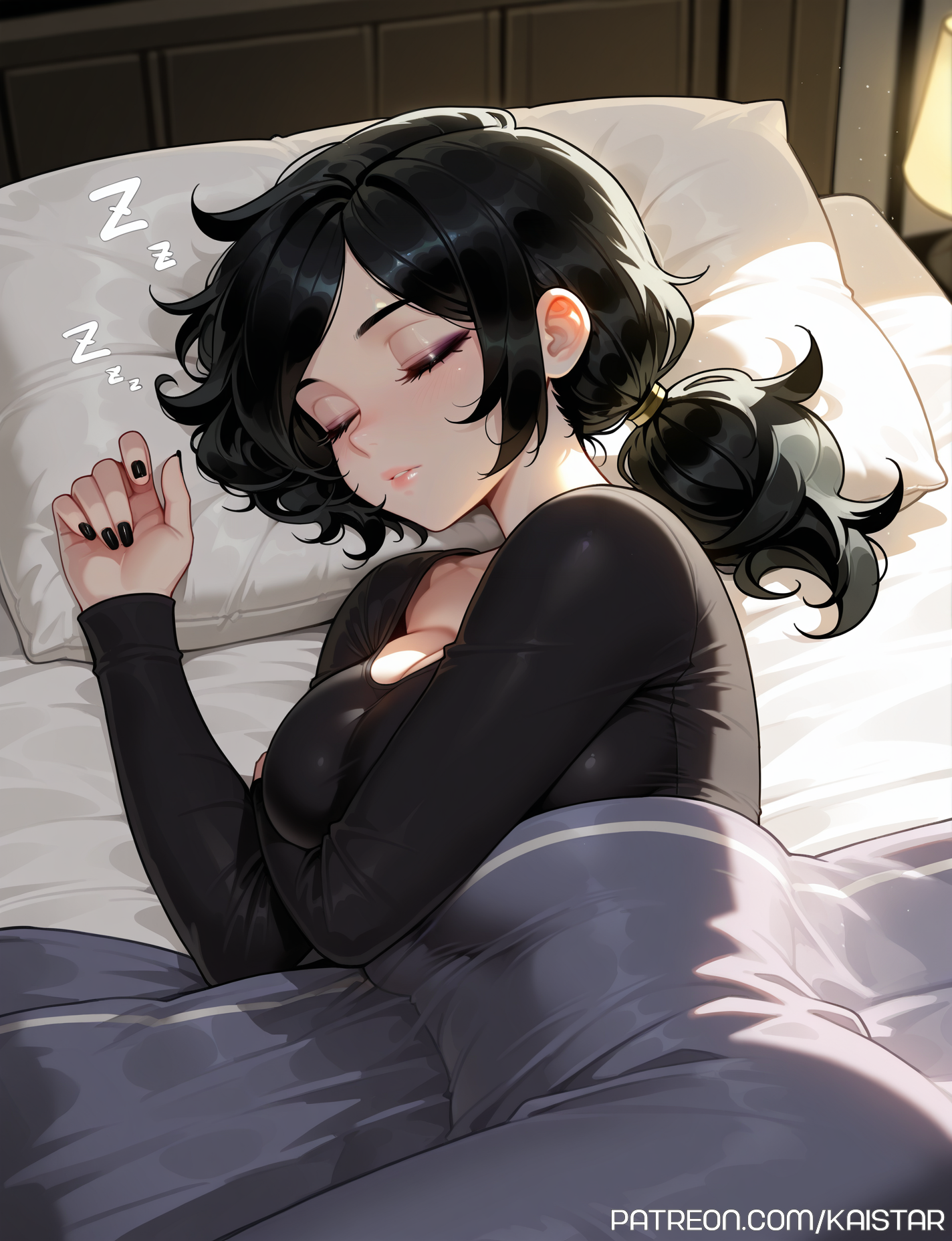 1girls, ai generated, ashley graves, big breasts, black hair, breasts, female, female focus, female only, high resolution, highres, huge boobs, huge breasts, kaistar, large boobs, large breasts, patreon, solo, solo female, solo focus, the coffin of andy and leyley
