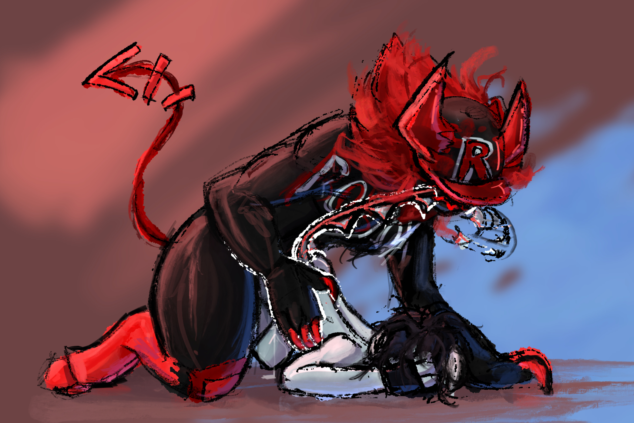 1nonbinary, ambiguous gender, anonymous artist, anthro, black hair, demon, forsaken (roblox), from behind position, furry, genderfluid, guest 666 (forsaken), humanoid, male, male penetrating ambiguous, nonbinary (lore), roblox, roblox game, robloxian, self upload, sex, tagme, two time