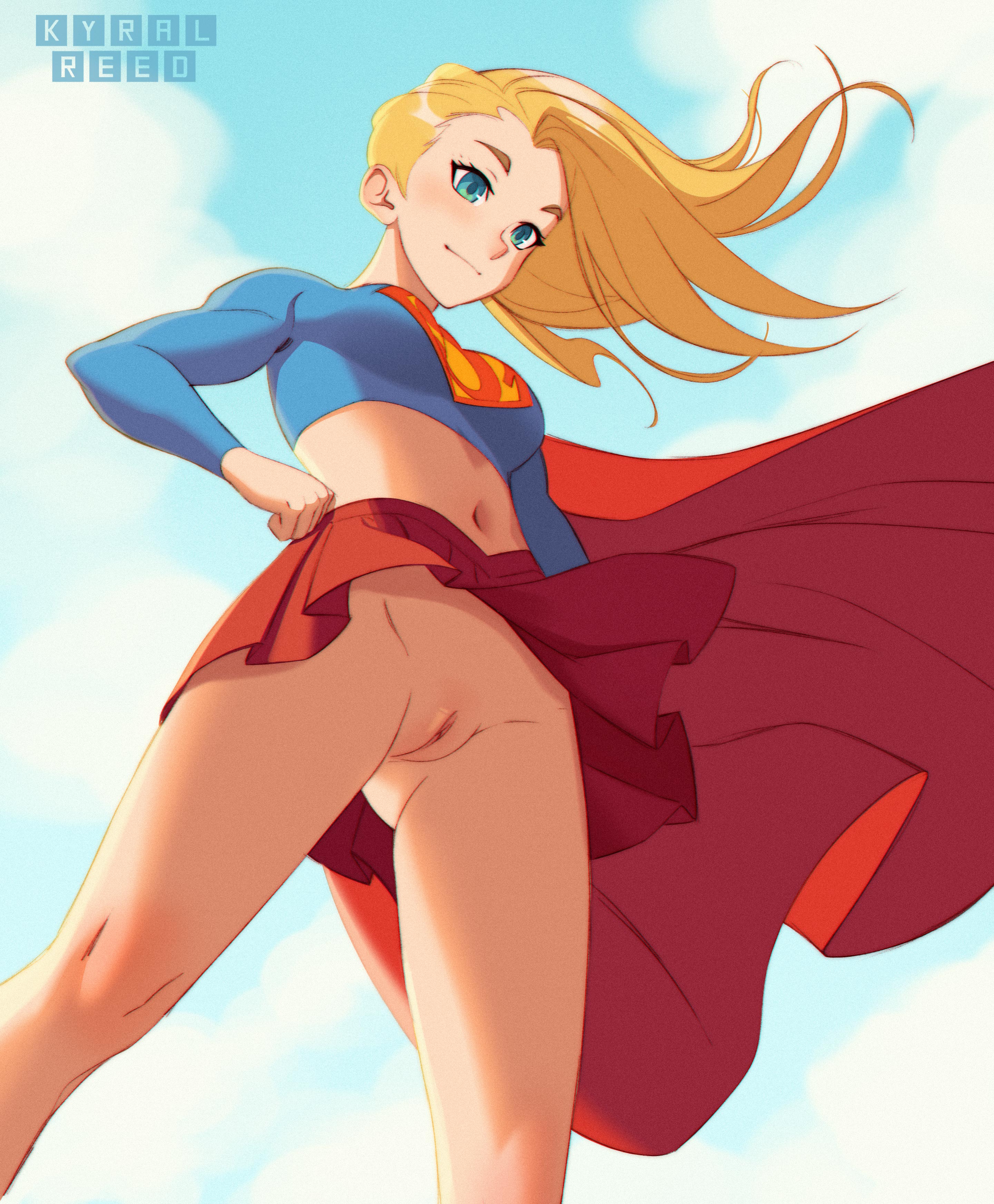 1girls, 2d, dc, dc comics, female, female focus, female only, going commando, hairless pussy, kyralreed, miniskirt, no panties, pussy, revealing clothes, shaved pussy, skirt, supergirl, supergirl (volume 8), superheroine, superman (series), tagme, upskirt, viewed from below