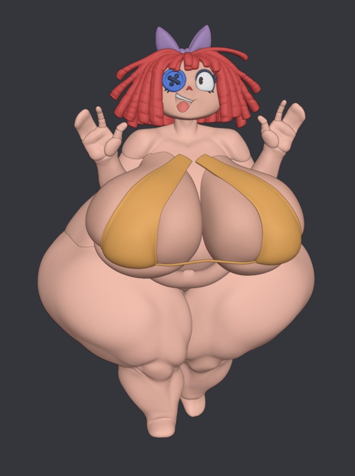 1girls, 2026, 3d (artwork), bbw, bow, button eye, doll girl, female, female only, glitch productions, gooseworx, hands up, hirundohaustus, huge breasts, mouth open, obese female, ragatha, ragatha (tadc), ragatha (the amazing digital circus), ragdoll, red hair, red-haired female, solo female, tagme, the amazing digital circus, wide hips