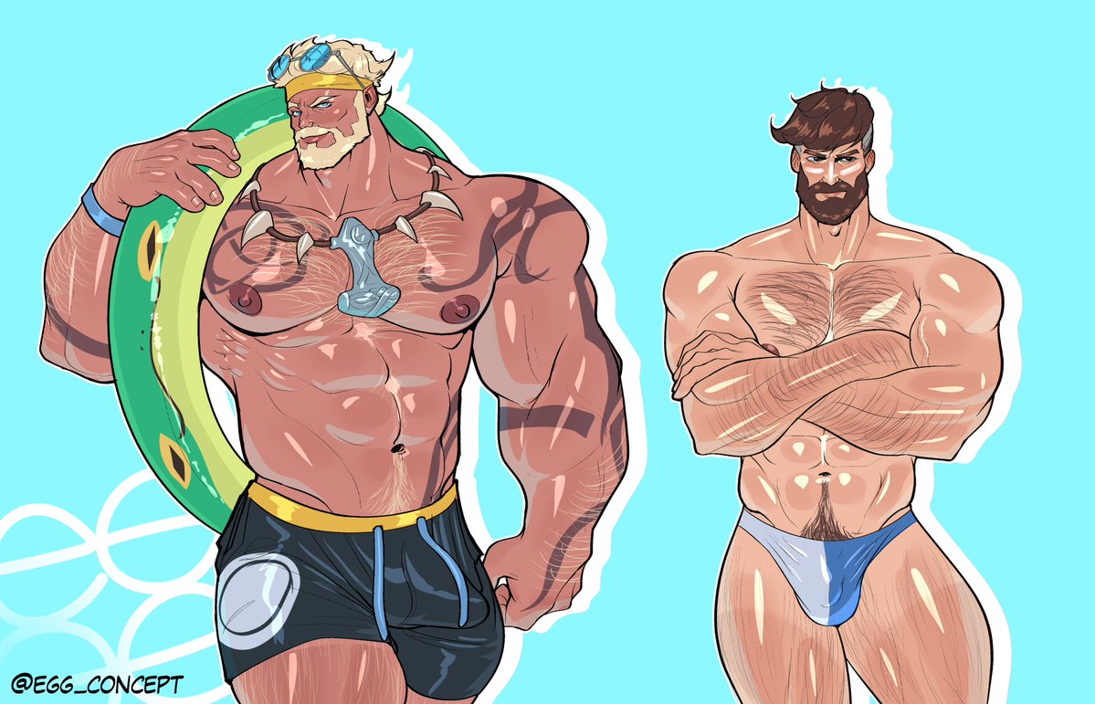 2boys, arms crossed, beard, big pecs, blonde hair, blonde male, blonde-haired male, bulge, daddy, dilf, egg concept, fantastic four, gay, male, male only, marvel, marvel comics, marvel rivals, mr fantastic, mr fantastic (marvel rivals), muscular, muscular male, necklace, reed richards, reed richards (marvel rivals), tattoo, thor (marvel rivals), thor (marvel), thor (worthy waves)