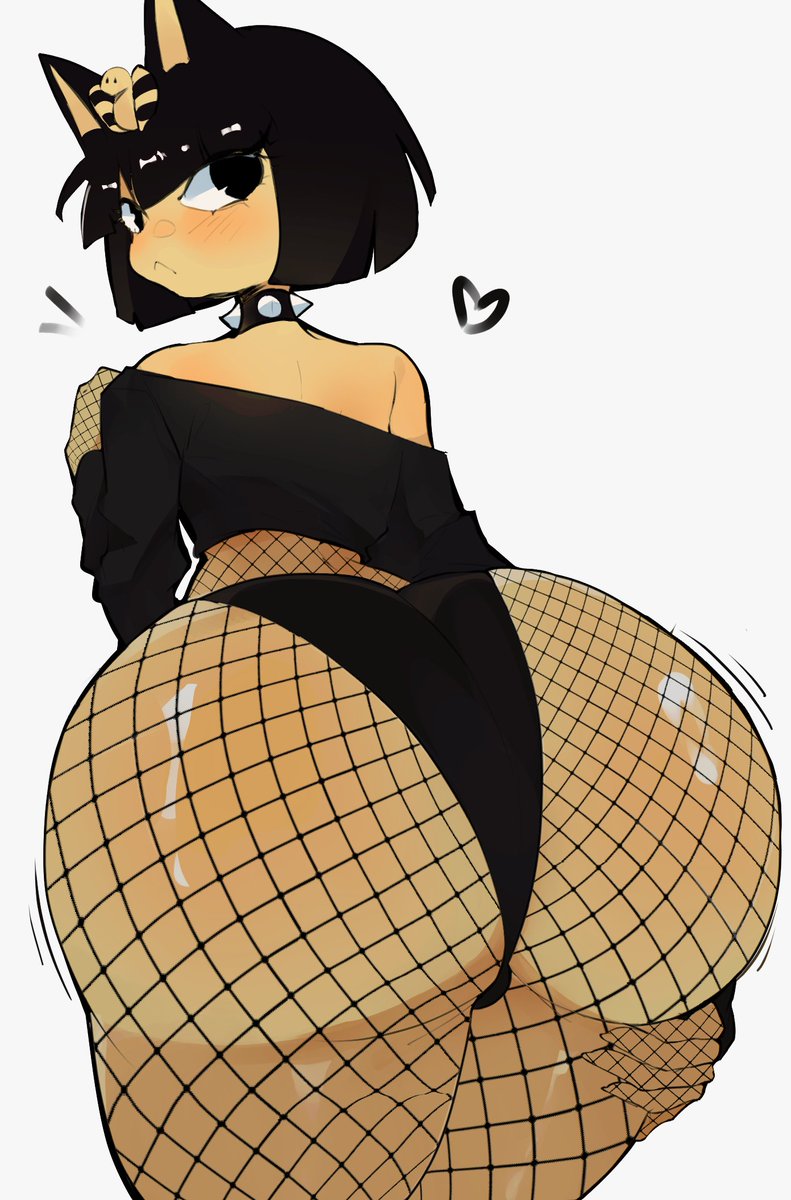1girls, 2d, 2d (artwork), animal crossing, ankha, ankha (animal crossing), ass, black eyes, cat girl, feline, female, female only, goth, goth girl, hoshoidk, looking at viewer, necklace, nintendo, solo, tagme, thick thighs, thighs