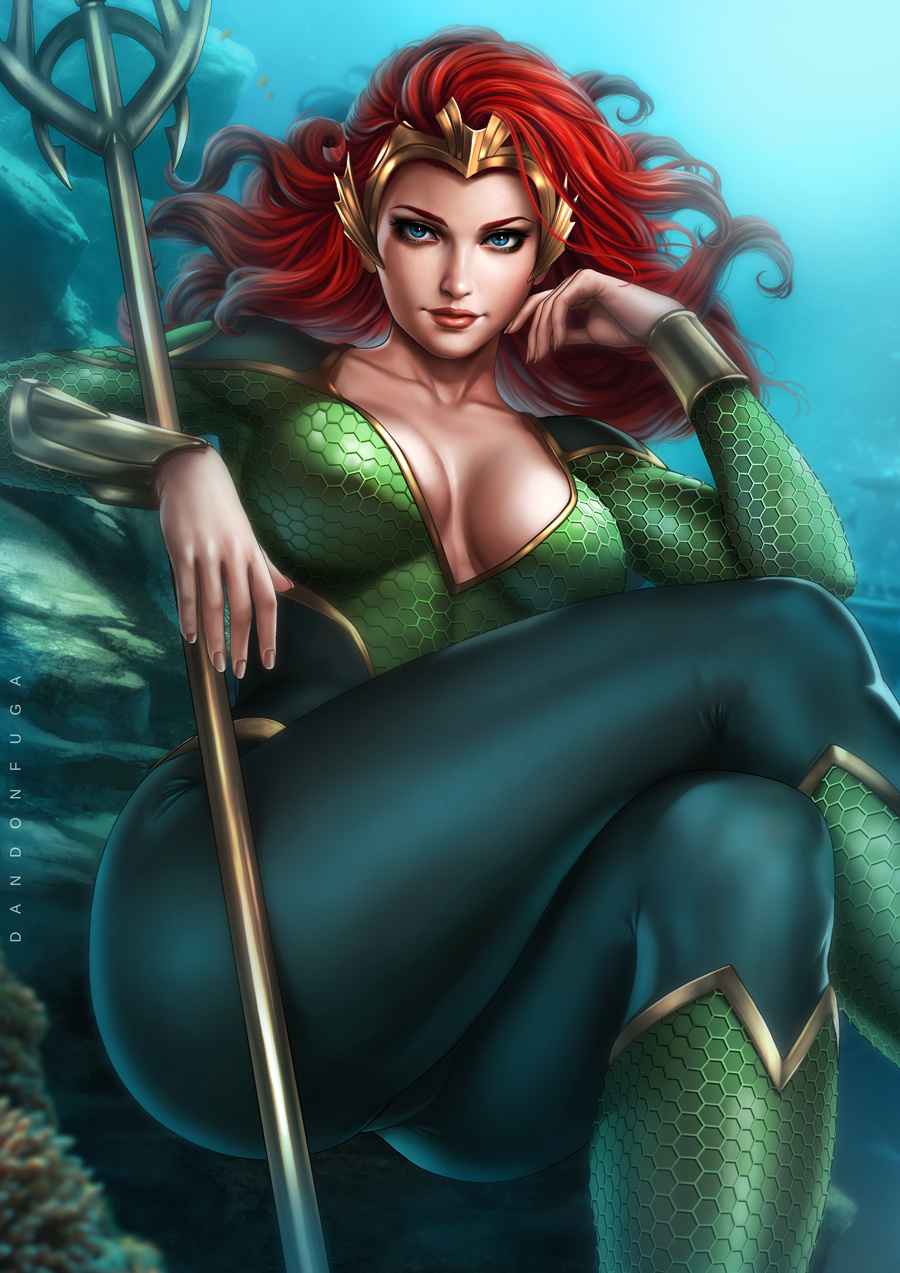 amber_heard aquaman_(series) aquaman_2018 breasts cleavage dandon_fuga dc dceu female female_only long_hair looking_at_viewer mera red_hair solo