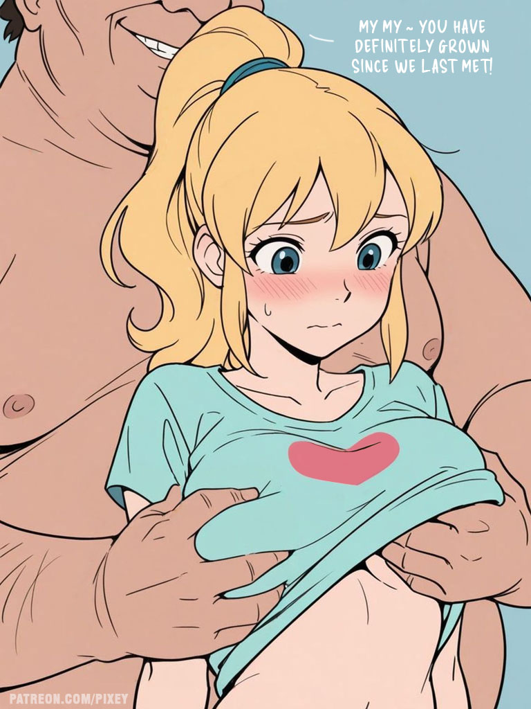 1boy, 1girls, age difference, ai generated, blonde female, blonde hair, blonde-haired female, blush, breasts, fat ass, fat male, female, grope from behind, groping, groping breast, groping breasts, groping from behind, hands on breasts, hands under clothes, male, molestation, older male, older male and younger female, pixey, scared, shy, size difference, size play, teenage female, teenager, ugly bastard, ugly man, uncle and niece, underboob, young, young female, younger female, younger female older male