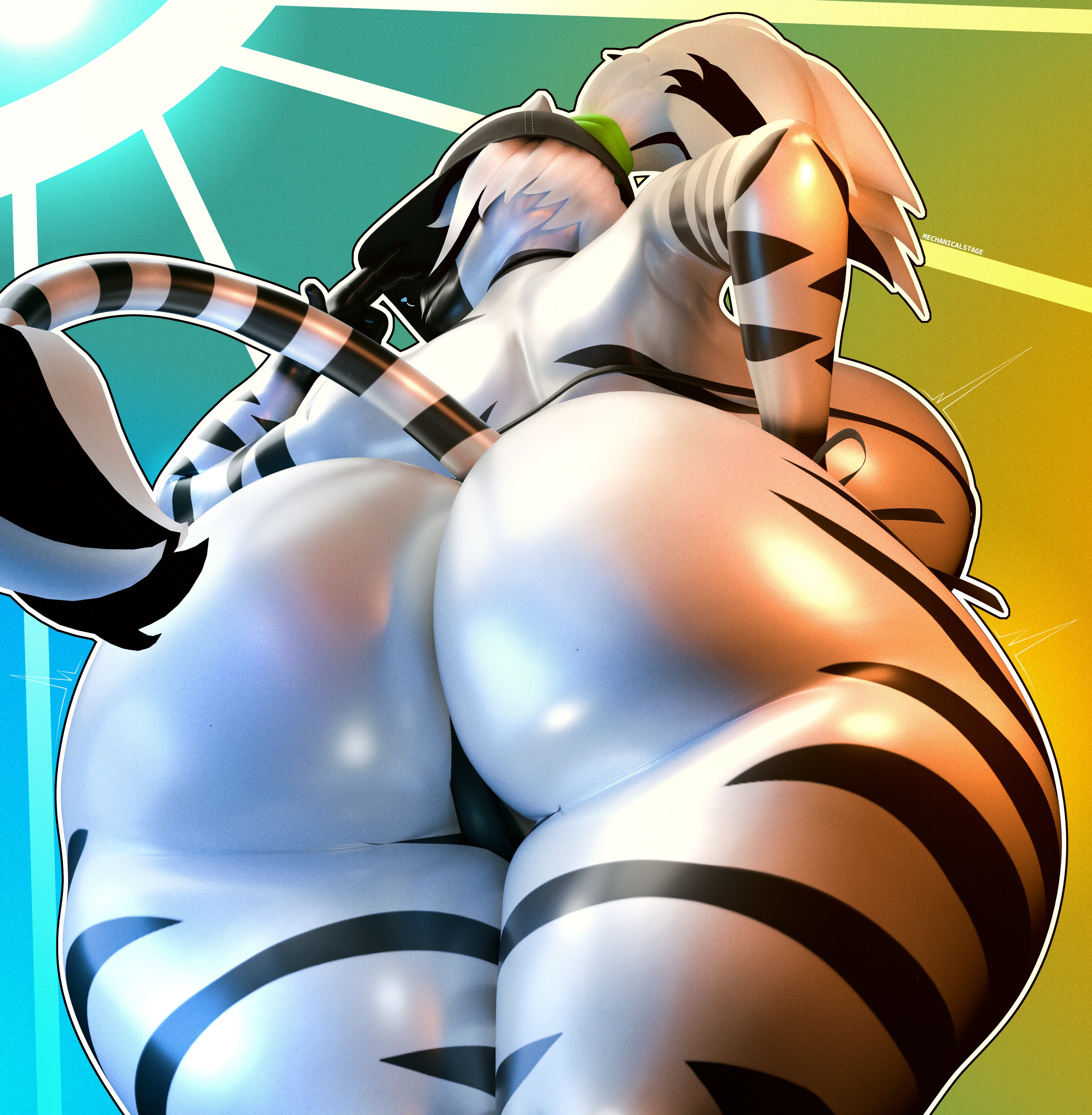 1girls, 3d, anthro, ass, back view, below view, big ass, female, huge ass, mechanicalstage, orca, tail, zea nalya