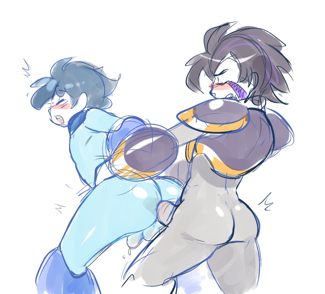 2boys, anal, ass, bass (mega man), big ass, blush, bottomless, clothed, drcockula, gay, male, mega man, mega man (character), mega man (classic), penis, robot, sex, yaoi