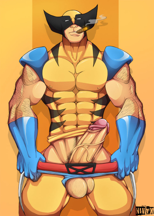 1boy balls boner claws erection male male_only marvel marvel_comics nivyx penis solo superhero uniform veiny_penis wolverine_(x-men) x-men yaoi