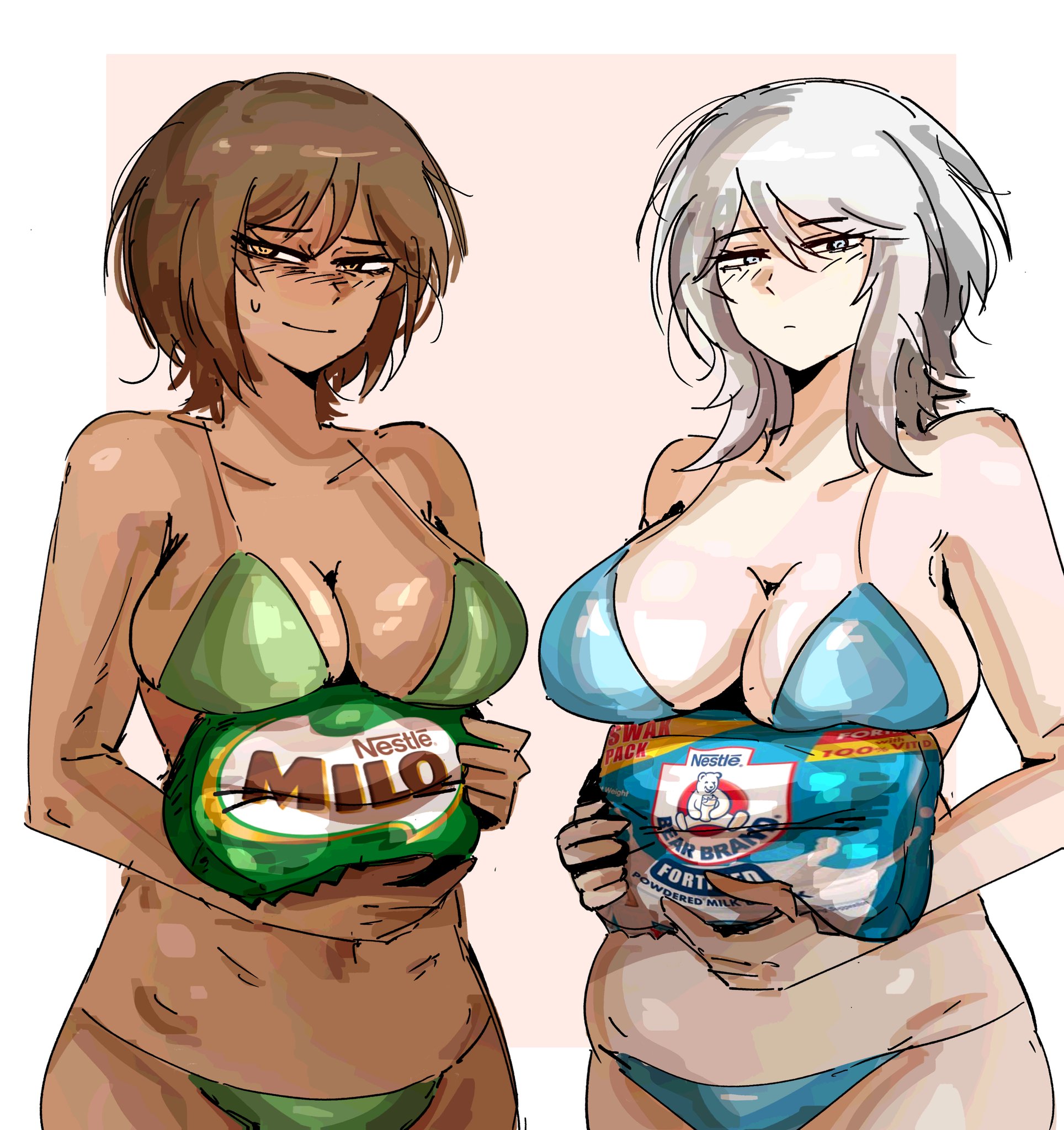 2girls, arczaeon, big breasts, bikini, breasts, chubby, chubby female, duo, fat, faust (limbus company), female, female only, human, large breasts, limbus company, outis (limbus company), project moon