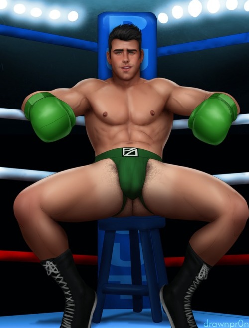 1boy, bara, black hair, boxing gloves, drawnpr0n, gay, green jockstrap, jockstrap, little mac, male, male only, muscular, nintendo, nipples, punch-out!!, tan skin, tanline, video games, yaoi