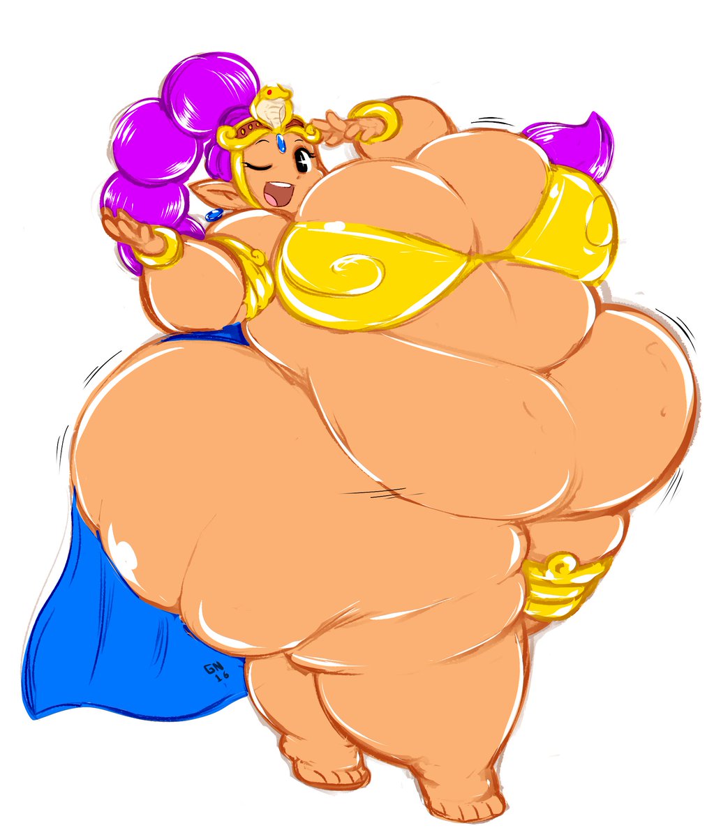 1girls, ass, breasts, dancer outfit, dancer shantae, fat, female, gammanaut, huge ass, huge belly, huge breasts, morbidly obese, obese, overweight, overweight female, shantae, shantae (character), smooth skin, wayforward