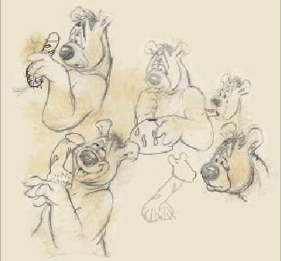 3rd_party_edit barney_bear furry male male_only metro-goldwyn-mayer monochrome rough_sketch rule34d sketch ursine