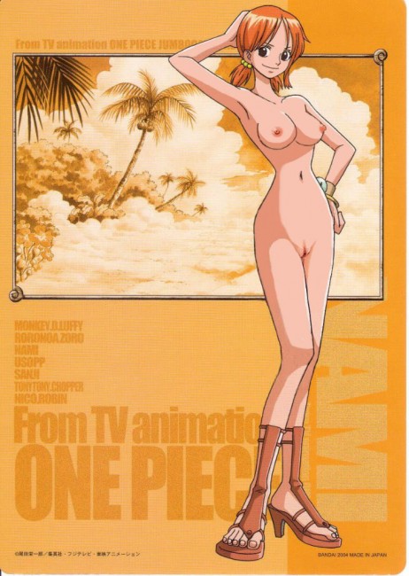 artist_request breasts color female female_only front_view hair human nami nami_(one_piece) nipples nude one_piece orange_hair pre-timeskip solo standing straight_hair tagme vulva