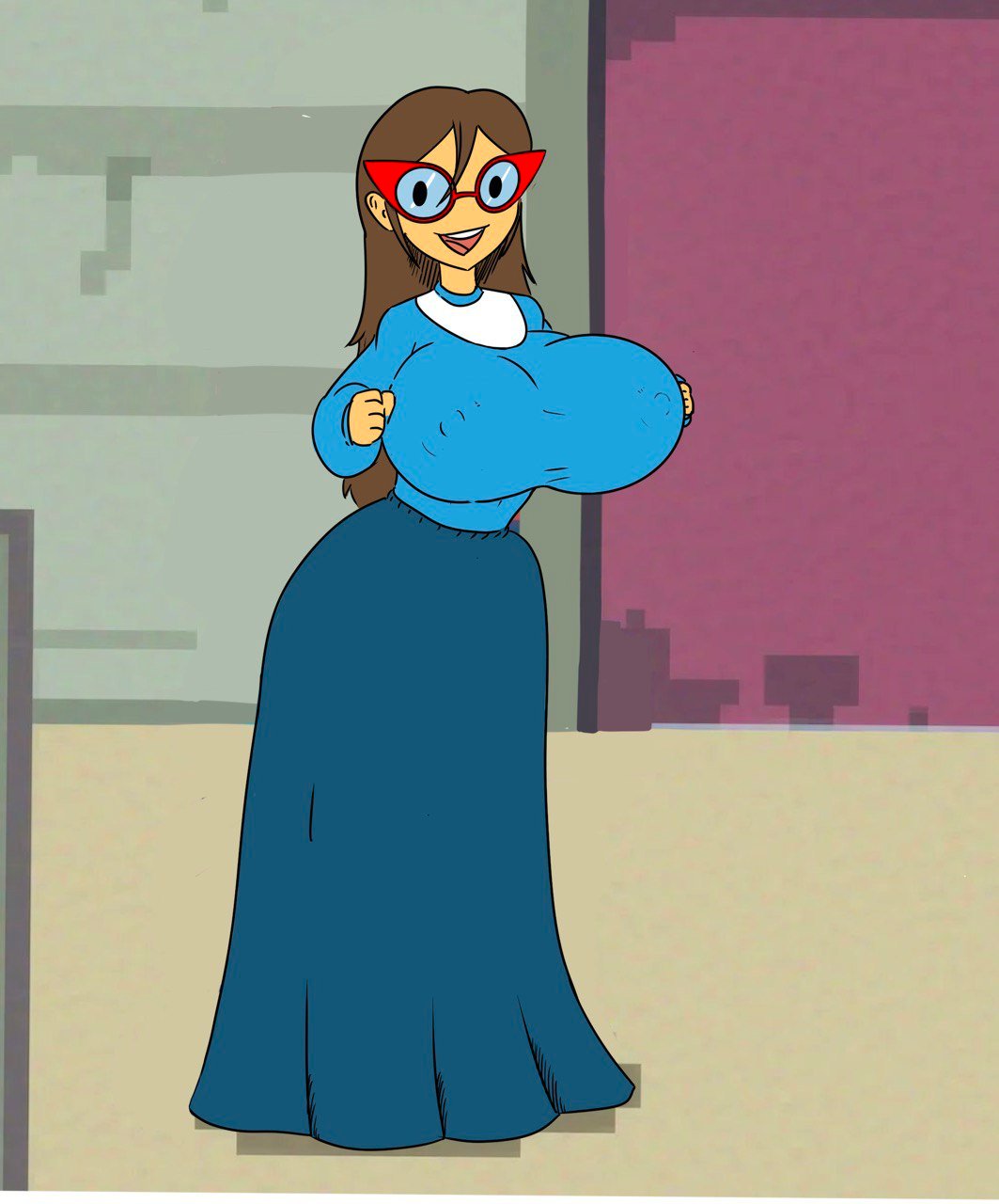 1girls, artist request, breasts, brown hair, curvy, female, female focus, glasses, huge ass, huge breasts, kindergarten (game), kindergarten 3, lingerie, ms. lovelett, tagme