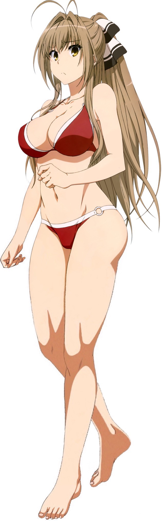 1girls, amagi brilliant park, bikini, brown eyes, brown hair, edit, female, female only, rbnesty, sento isuzu, solo, solo female
