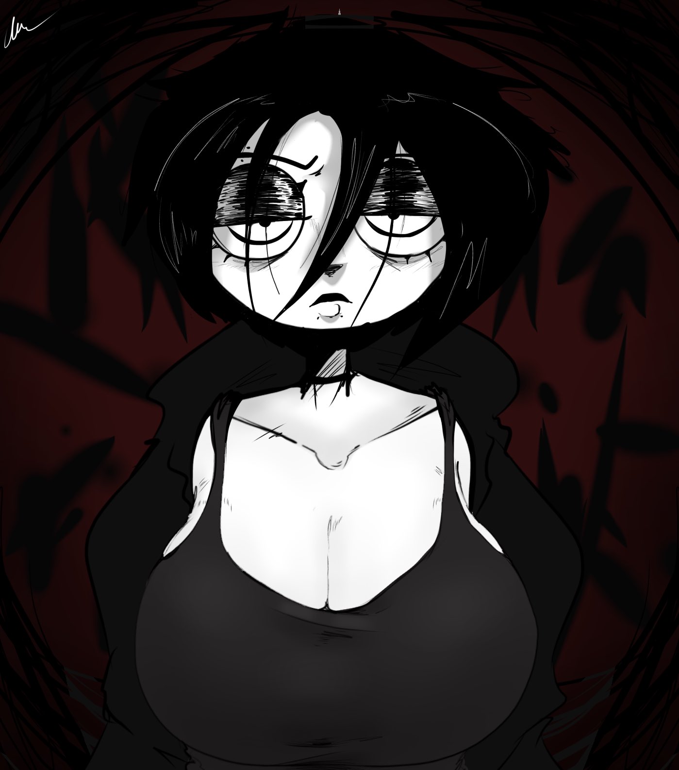 big boobs, big breasts, boobs, breasts, emo, emo girl, giygal, goth, goth girl, i can't sleep, nia (i can't sleep), pale-skinned female, short hair