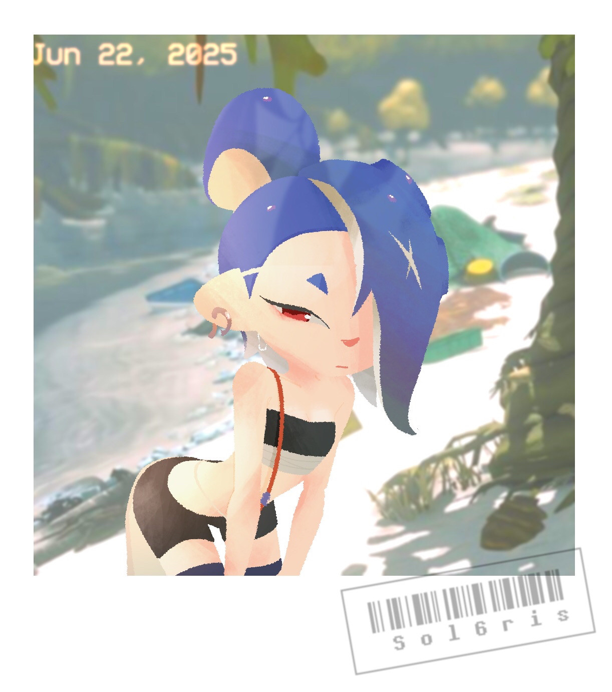 1girls, accurate art style, bluesky link, female, m6dokaslvt, octoling, photo, polaroid, shiver (splatoon raiders), shiver (splatoon), shiver hohojiro, sol6ris, splatoon, splatoon (series), splatoon raiders