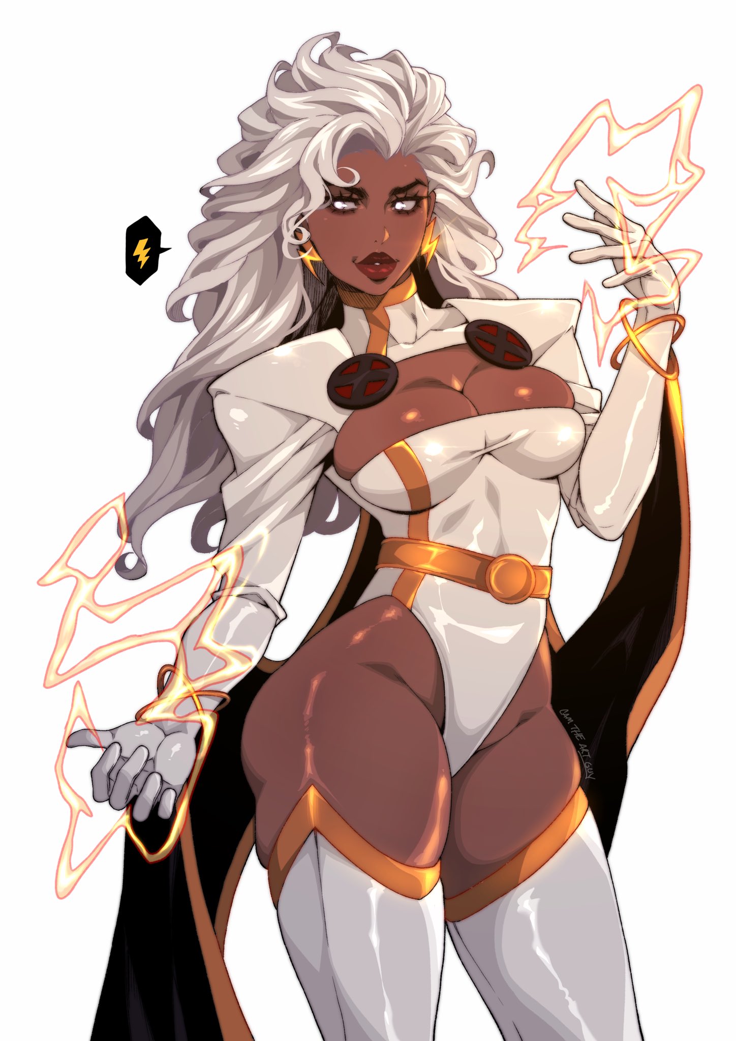 1girls, 2025, ass, big ass, big breasts, breasts, camtheartguy, dark skin, dark-skinned female, female, female focus, female human, female only, full lips, human, large breasts, long hair, looking at viewer, marvel, marvel comics, mature female, ororo munroe, slim waist, solo, storm (x-men), superheroine, thick thighs, thighhighs, thighs, wide hips, x-men