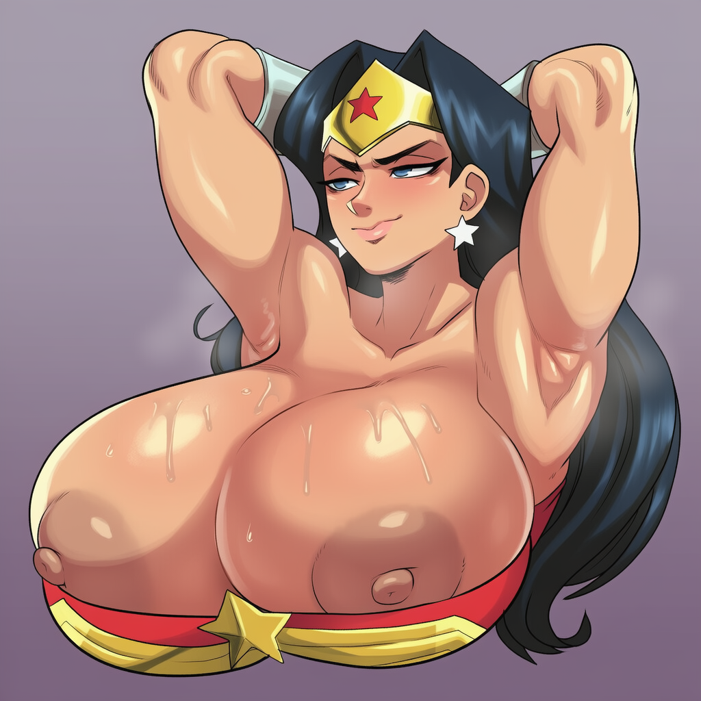 1girls, ai generated, big breasts, black hair, breasts, breasts bigger than head, dc, dc comics, diana prince, female, female only, huge breasts, large breasts, long hair, mullon, nipples, solo, wonder woman, wonder woman (series)