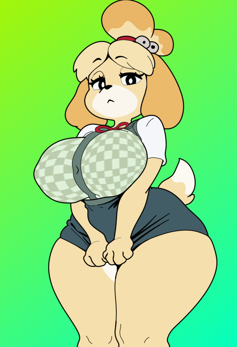 animal crossing, baggen683, beautiful, beautiful female, big breasts, curvy, curvy body, curvy female, curvy figure, digital art, fanart, female, furry, furry female, girl, isabelle (animal crossing), sexy, sexy body, sexy female, thick ass, thick hips, thick thighs, wide hips, wide thighs