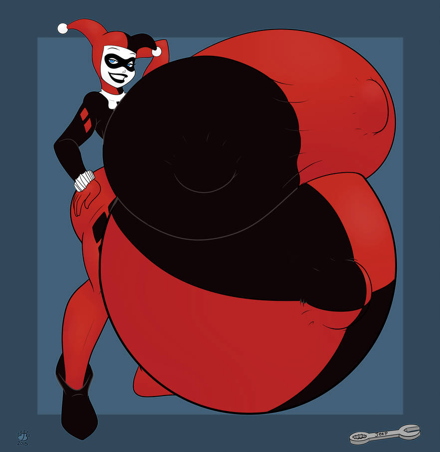 ass, badgerben, batman (series), batman: the animated series, big ass, big breasts, bodysuit, breasts, clothed, clothing, covered breasts, covered nipples, dc, dc comics, dcau, female, gigantic breasts, harley quinn, harley quinn (classic), huge belly, huge breasts, huge nipples, hyper, hyper breasts, hyper pregnancy, large areolae, pregnant, ready to pop, solo, the new batman adventures, tight clothing
