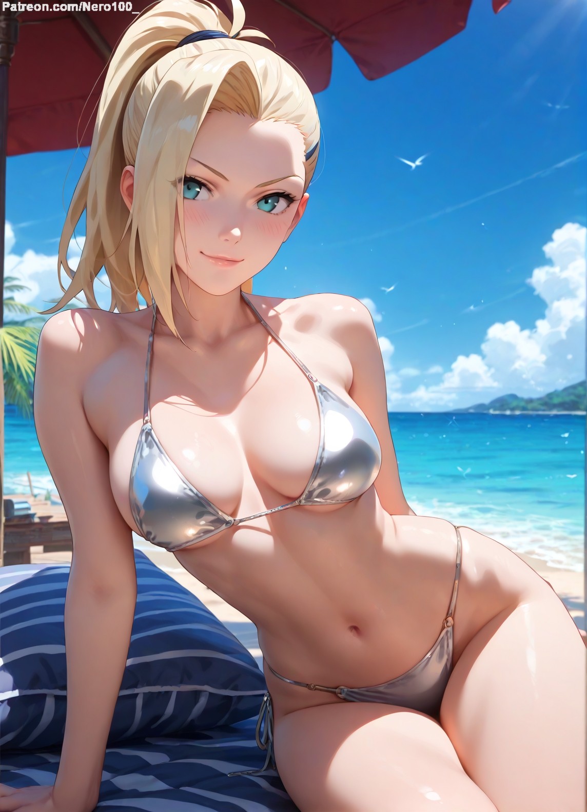 1girls, 2d, ai generated, areolae, big breasts, bikini, bikini bottom, bikini top, blonde female, blonde hair, boruto: naruto next generations, chest, curvy, curvy figure, cute, cute face, detailed, eyelashes, eyeshadow, female, female only, fit, fit female, focus, hair, high quality, ino yamanaka, ivory hair, large breasts, legs, light skin, light-skinned female, lips, lipstick, long hair, makeup, mascara, naruto, naruto (series), naruto shippuden, outdoors, outside, pale skin, pale-skinned female, perky breasts, ponytial, posing, seductive, seductive look, stable diffusion, swimsuit, swimwear, tagme, thighs, thin waist