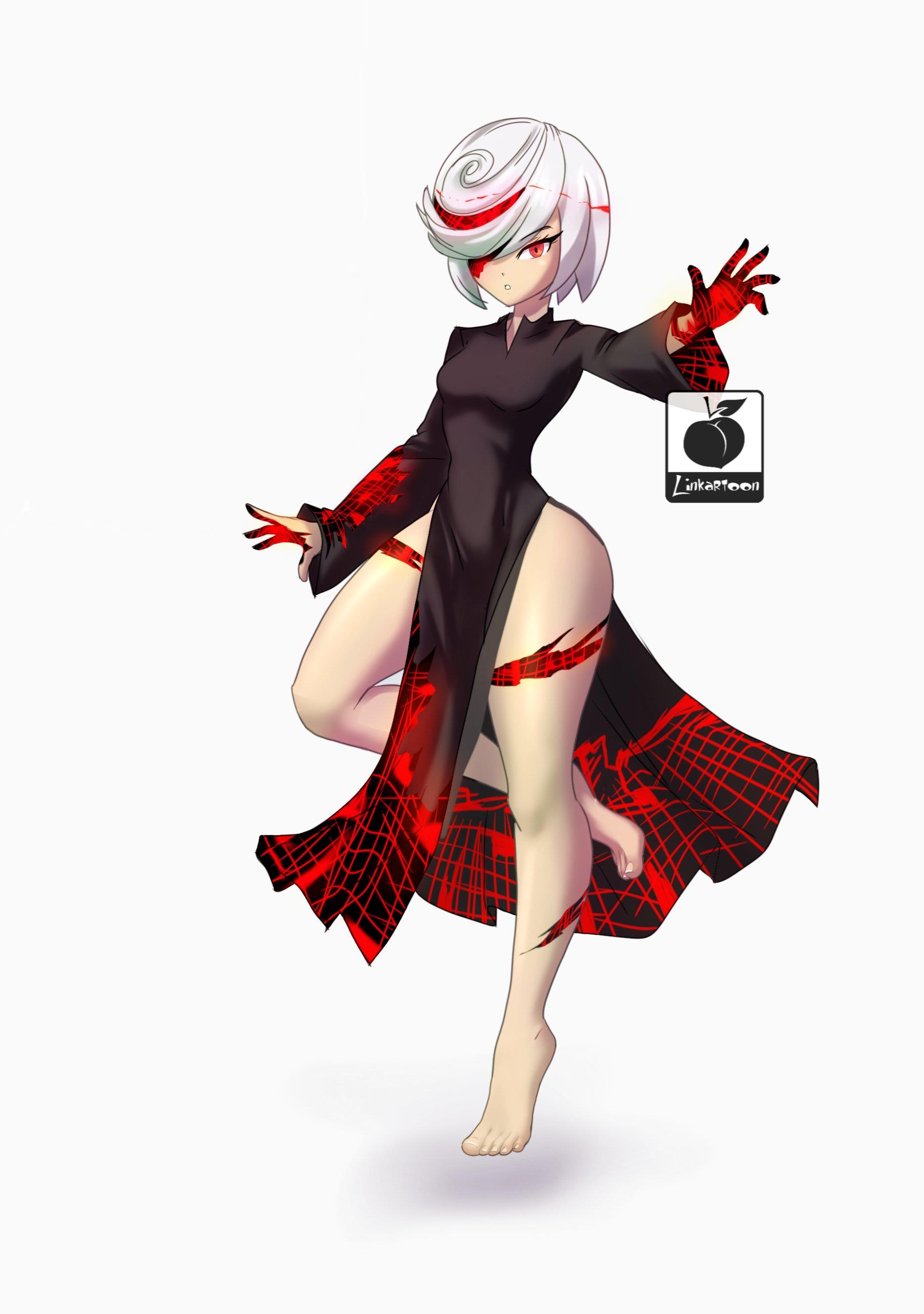 1girls, aged up, artist name, barefoot, breasts, english text, eyebrows, eyelashes, eyes, feet, female, female only, hair, hips, hourglass figure, human, legs, light skin, light-skinned female, linkartoon, lips, red eyes, sage (sonic frontiers), sega, short hair, small breasts, solo, sonic (series), sonic frontiers, sonic the hedgehog (series), tagme, text, thick legs, thick thighs, thighs, toes, voluptuous, waist, watermark, white background, white hair, wide hips