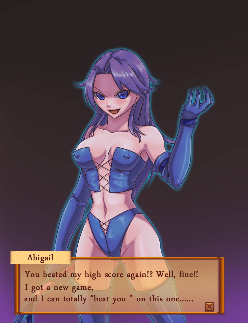 1girls abigail_(stardew_valley) angry angry_at_viewer angry_female blue_eyes dominant_female erect_nipples female female_only femdom grammatical_error holding_whip leebigtree light-skinned_female looking_at_viewer stardew_valley tagme talking_to_viewer