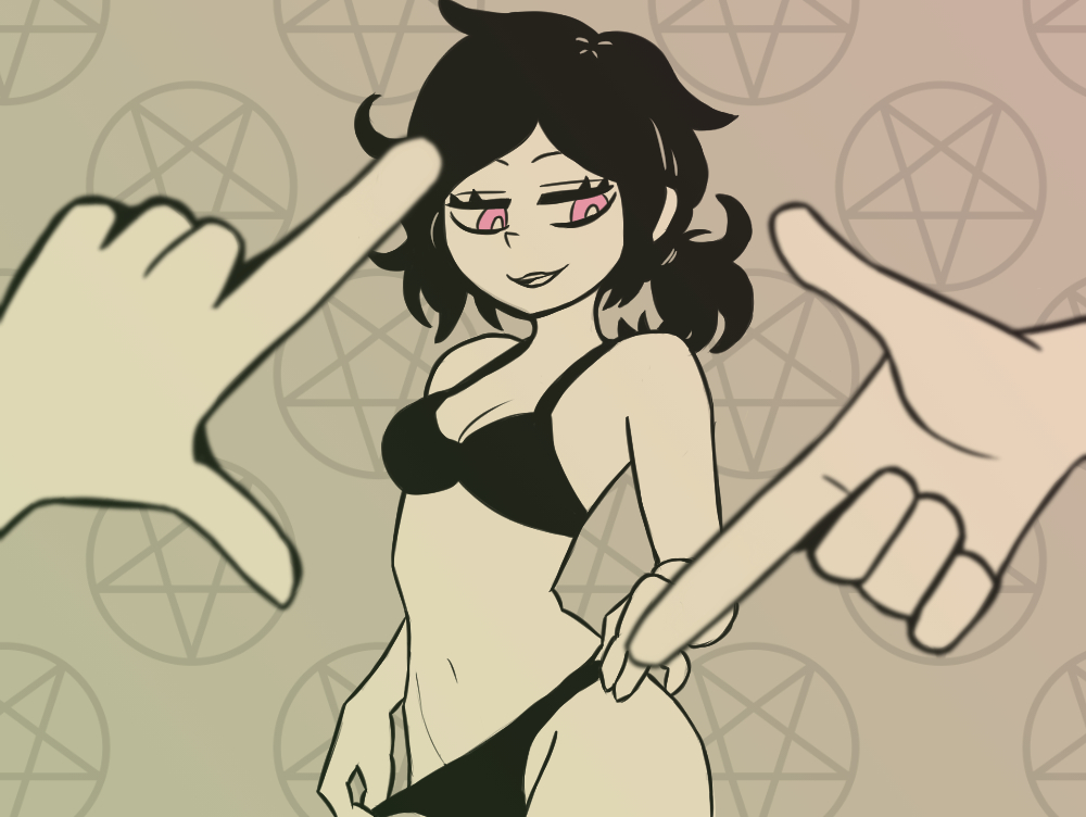 1boy, 1boy1girl, 1girl1boy, 1girls, andrew graves, ashley graves, belly, belly button, bikini, black hair, breasts, brother and sister, curvy, curvy body, curvy female, curvy figure, female, goth, goth girl, gothic, hands-free, incest, long hair, looking at viewer, medium breasts, open mouth, panties, panties down, panties removed, pentagram, purple eyes, pussy, seducing, seduction, seductive, seductive body, seductive eyes, seductive gaze, seductive look, seductive mouth, seductive pose, seductive smile, sister and brother, the coffin of andy and leyley, vagina
