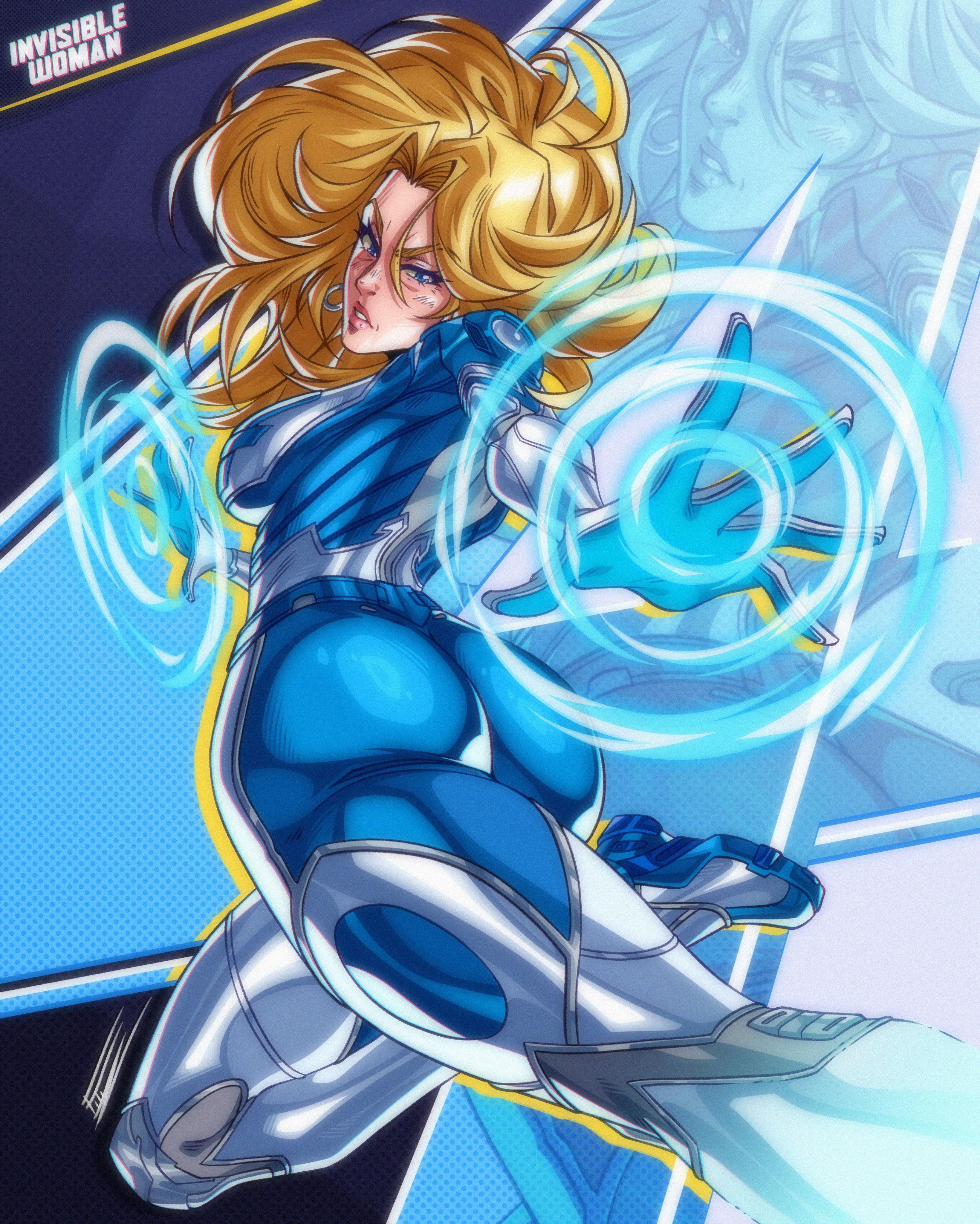 1girls, action pose, ass, blonde female, blonde hair, blue bodysuit, costume, female, female focus, female only, fitiddies, fully clothed, invisible woman, invisible woman (marvel rivals), levidu99, looking at viewer, magic, marvel, marvel comics, marvel rivals, sideboob, skin tight, solo, solo female, solo focus, sue storm, superheroine, thick thighs, tight clothing