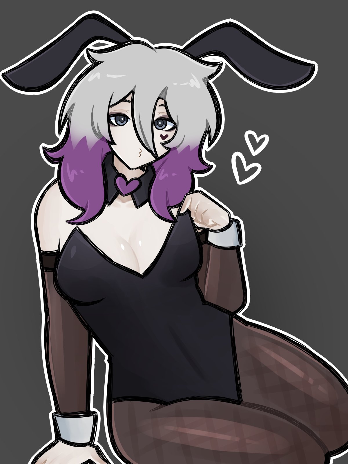 1girls, 2026, 2d, blowing kiss, bunny ears, bunny girl, bunnysuit, choker, dbd, dead by daylight, epic edster, female, female only, hair highlights, light skin, light-skinned female, purple hair, sable ward, sfw, white hair