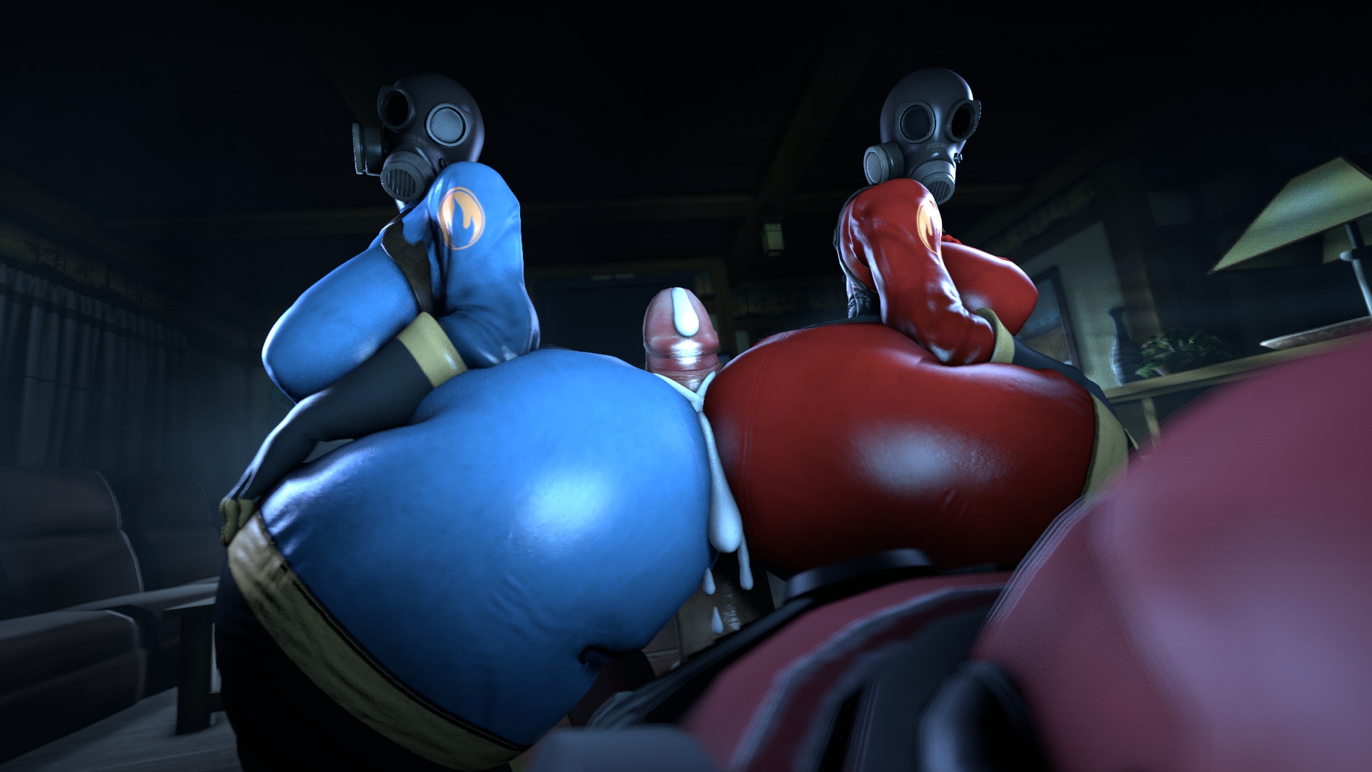 1girls, 2girls, 3d, 3d (artwork), absurdly large cock, ass, ass bigger than head, ass expansion, ass focus, between ass, between buttocks, big ass, big thighs, bottom heavy, branimation, clothing, cock between ass, cum, cum on ass, curvy female, double assjob, female, female focus, female only, fempyro, gasmask, gigantic ass, gigantic thighs, hi res, highres, huge ass, huge thighs, latex, latex bodysuit, latex clothing, latex gloves, latex suit, male, massive ass, massive thighs, penis, round ass, shadow, solo, solo female, tagme, team fortress 2, teamwork, thick, thick ass, thick hips, thick thighs, thigh highs, thighs, wide hips