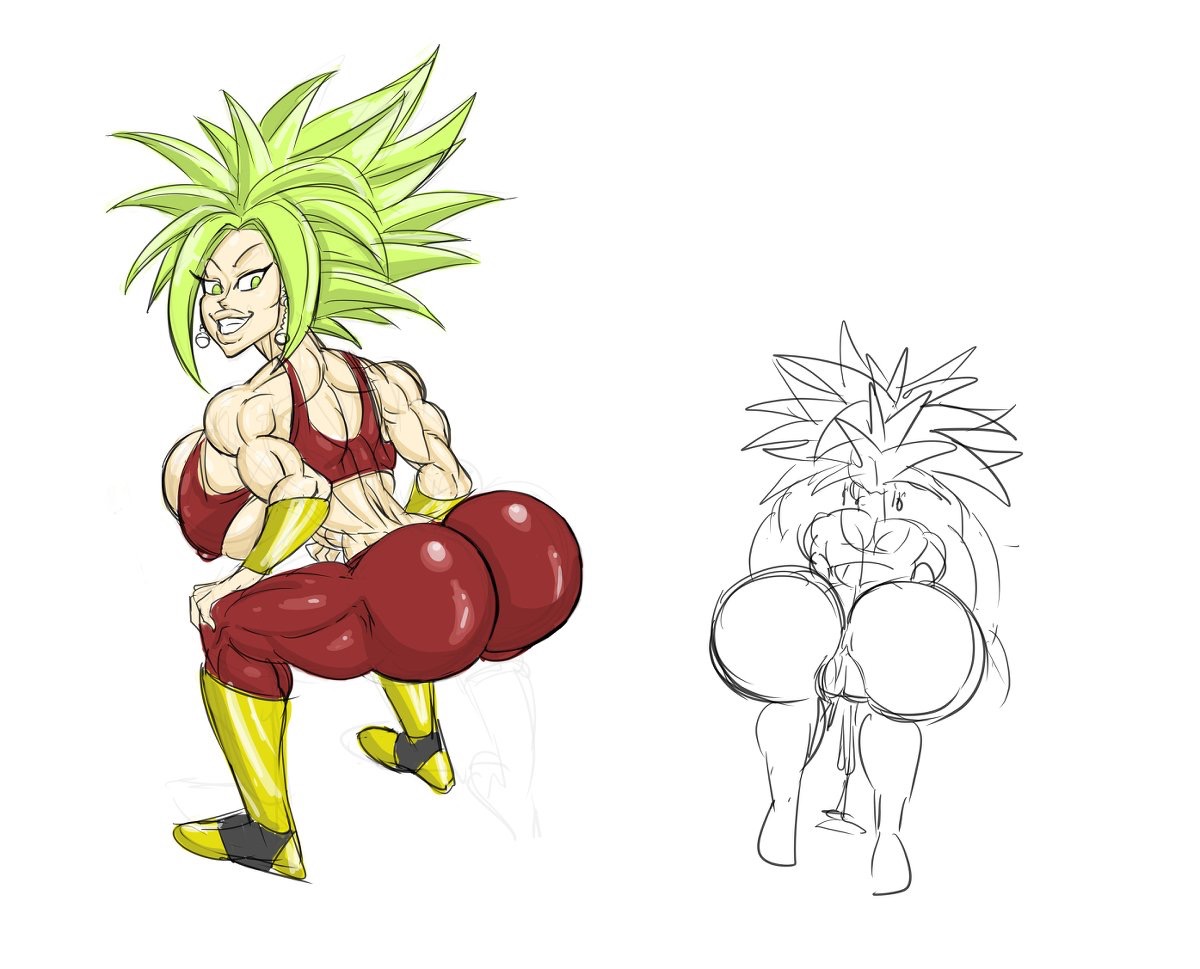 1girls, ass, big ass, big breasts, blonde hair, boots, breasts, dragon ball, dragon ball super, female, fusion, green eyes, green hair, kefla, legendary super saiyan, light skin, light-skinned female, muscular, muscular female, presenting ass, presenting butt, saiyan, sketch, spiky hair, sun1sol, super saiyan, super saiyan 2