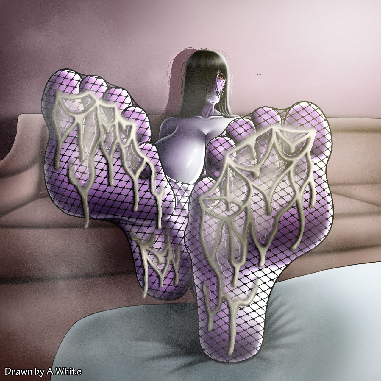 a.white, bare soles, barefoot, breasts, completely nude, couch, couch sitting, english text, feet, feet focus, feet in camera, feet worship, female, female focus, female only, foot fetish, foot worship, huge breasts, large breasts, long hair, mommy, nude, nude female, patreon link, patreon url, red eyes, sadako yamamura, sitting, smell fetish, smell worship, smelly, smelly feet, smelly soles, sole female, soles, soles female, soles fetish, stinky feet, the ring, toes, watermark, worship, worshiping, yamamura sadako