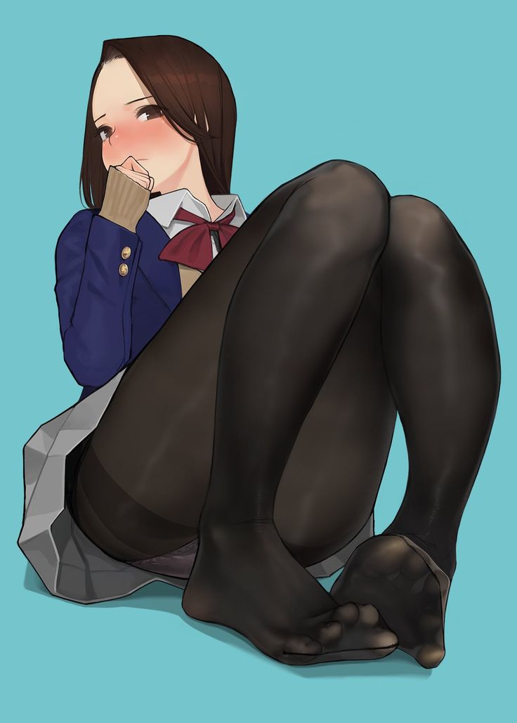 aikawa_ren blush female miru_tights no_shoes pantyhose school_uniform tagme yomu_(sgt_epper)