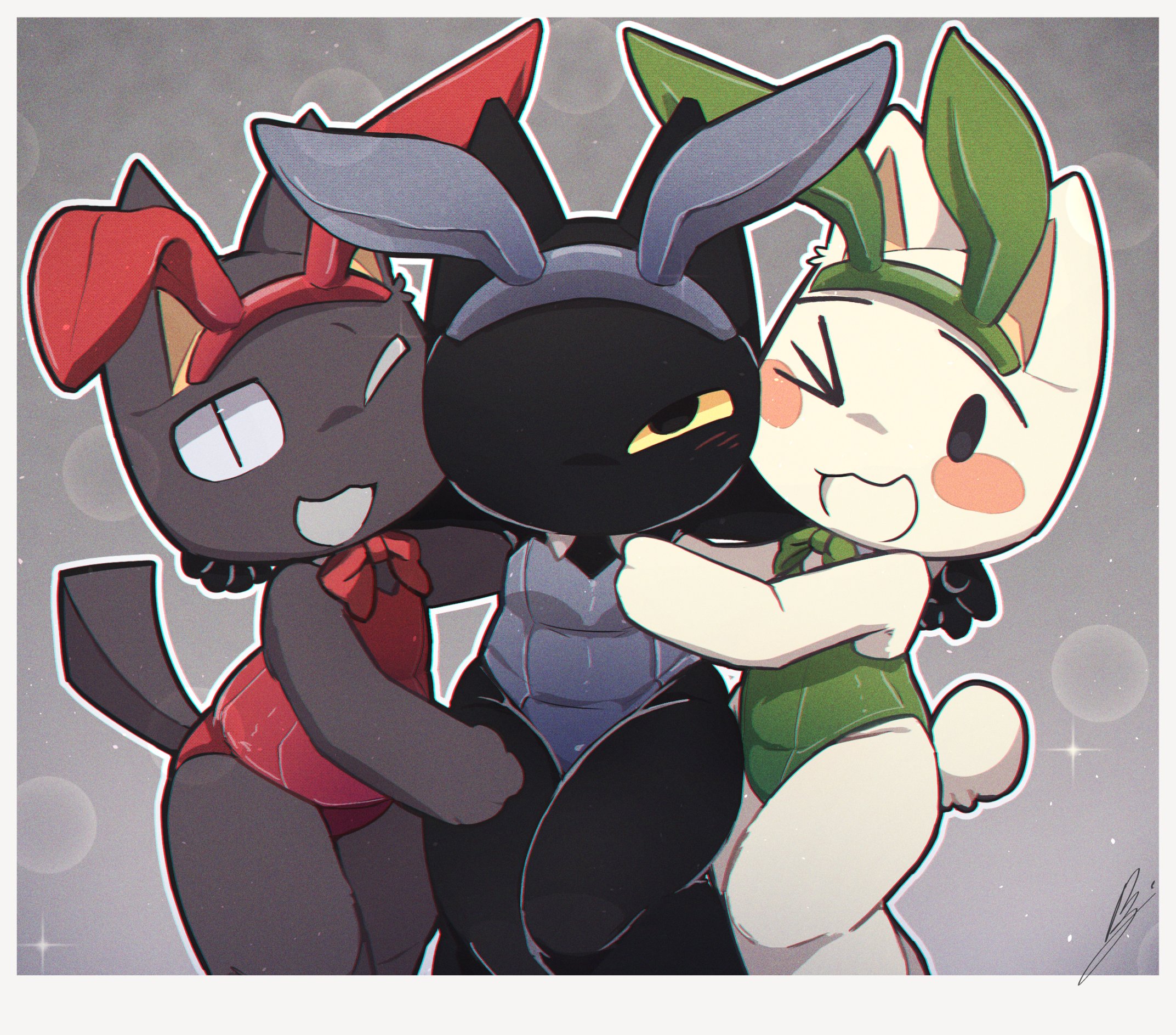 anthro, bj (artist), blush, bowtie, bunny ears, bunnysuit, commission, doko demo issho, felid, feline, hi res, kuro (doko demo issho), male, male only, mammal, non-human, oc, original character, sony interactive entertainment, toro inoue, watermark